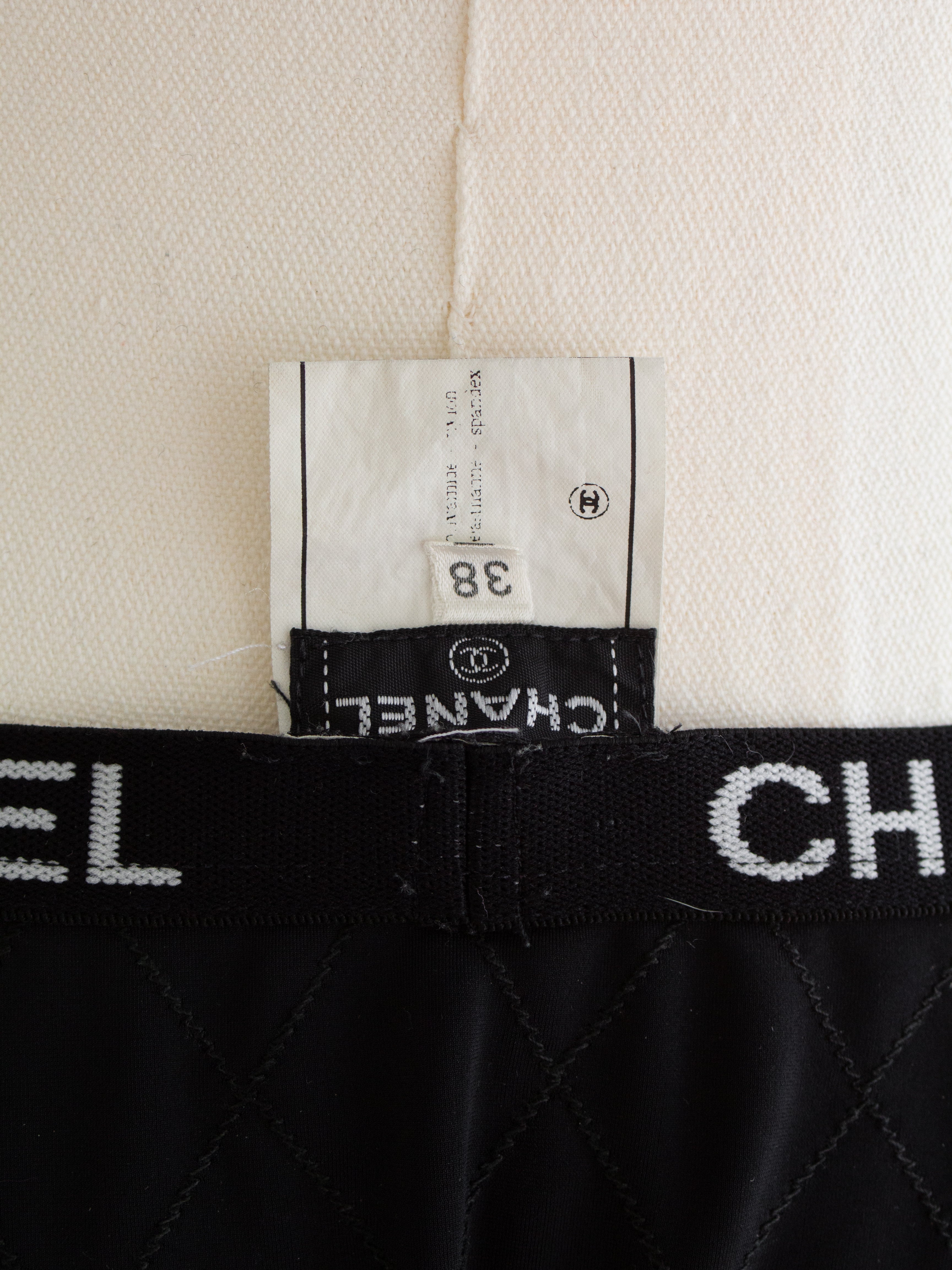 Chanel Vintage Cruise 1994 Quilted Black White Logo 94C Bikini Swimsuit