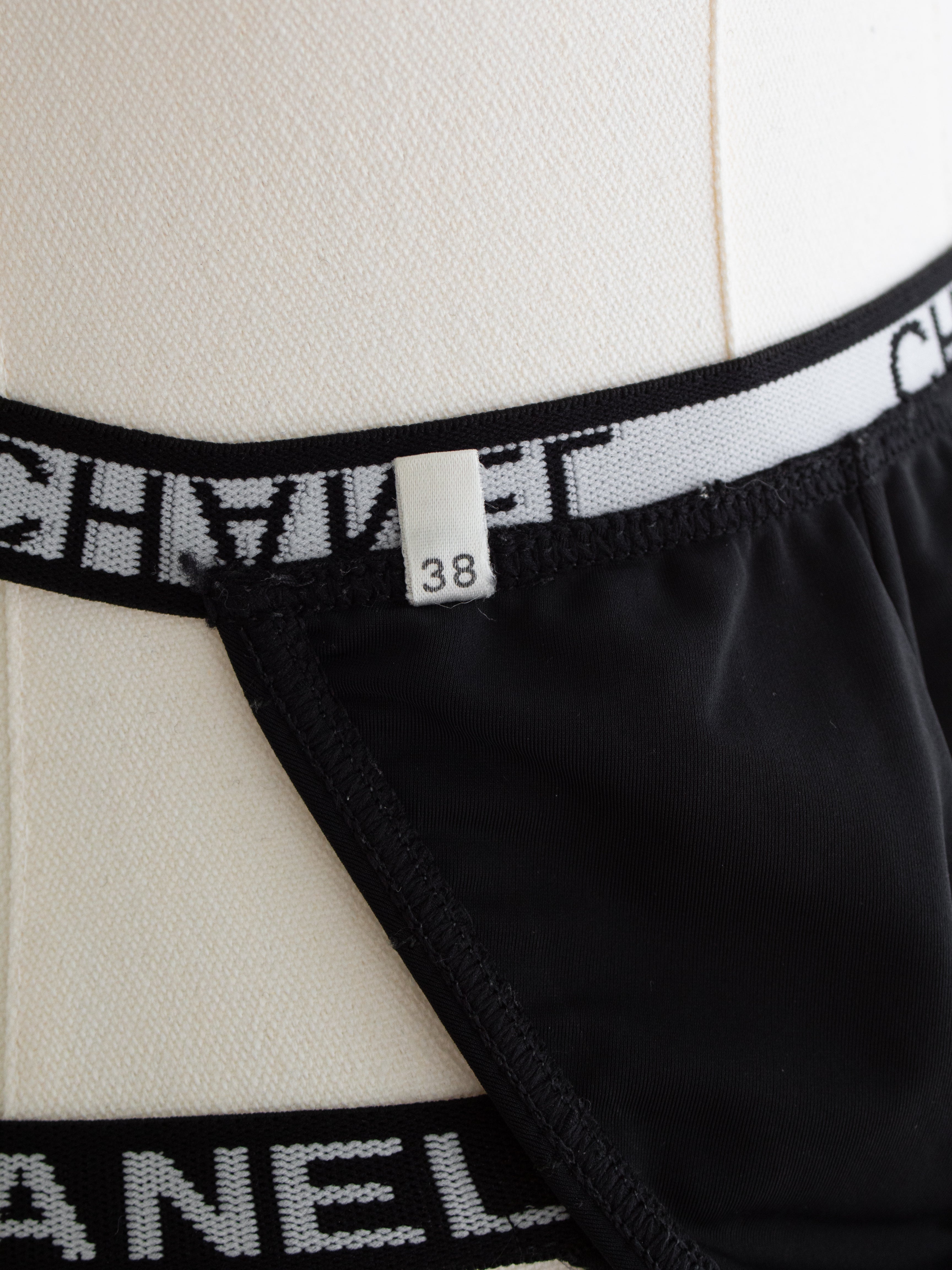 Chanel Vintage Cruise 1994 Quilted Black White Logo 94C Bikini Swimsuit