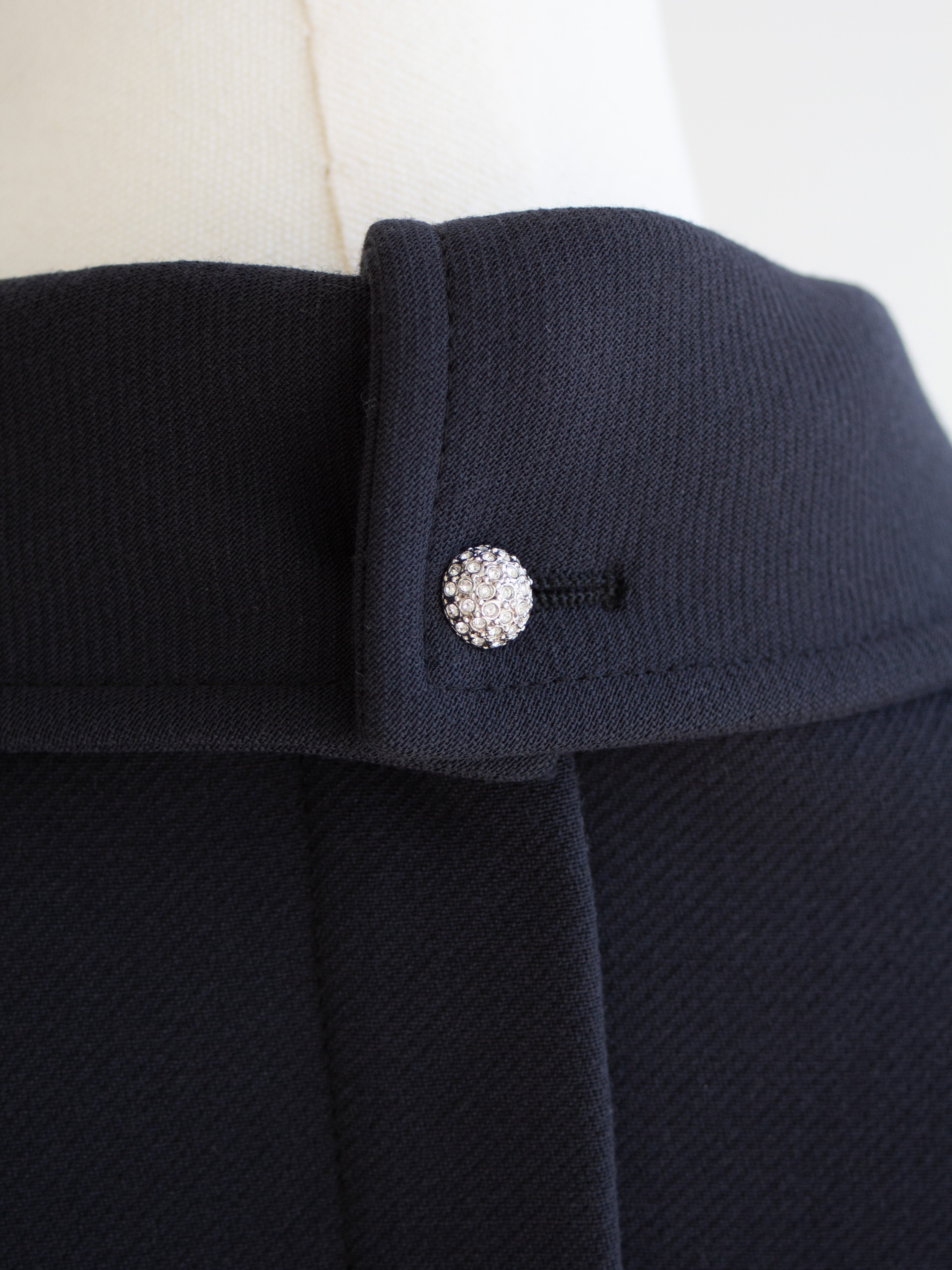 Chanel Vintage Fall 2002 Navy Blue Embellished Silver Crystal 02A Top Jacket