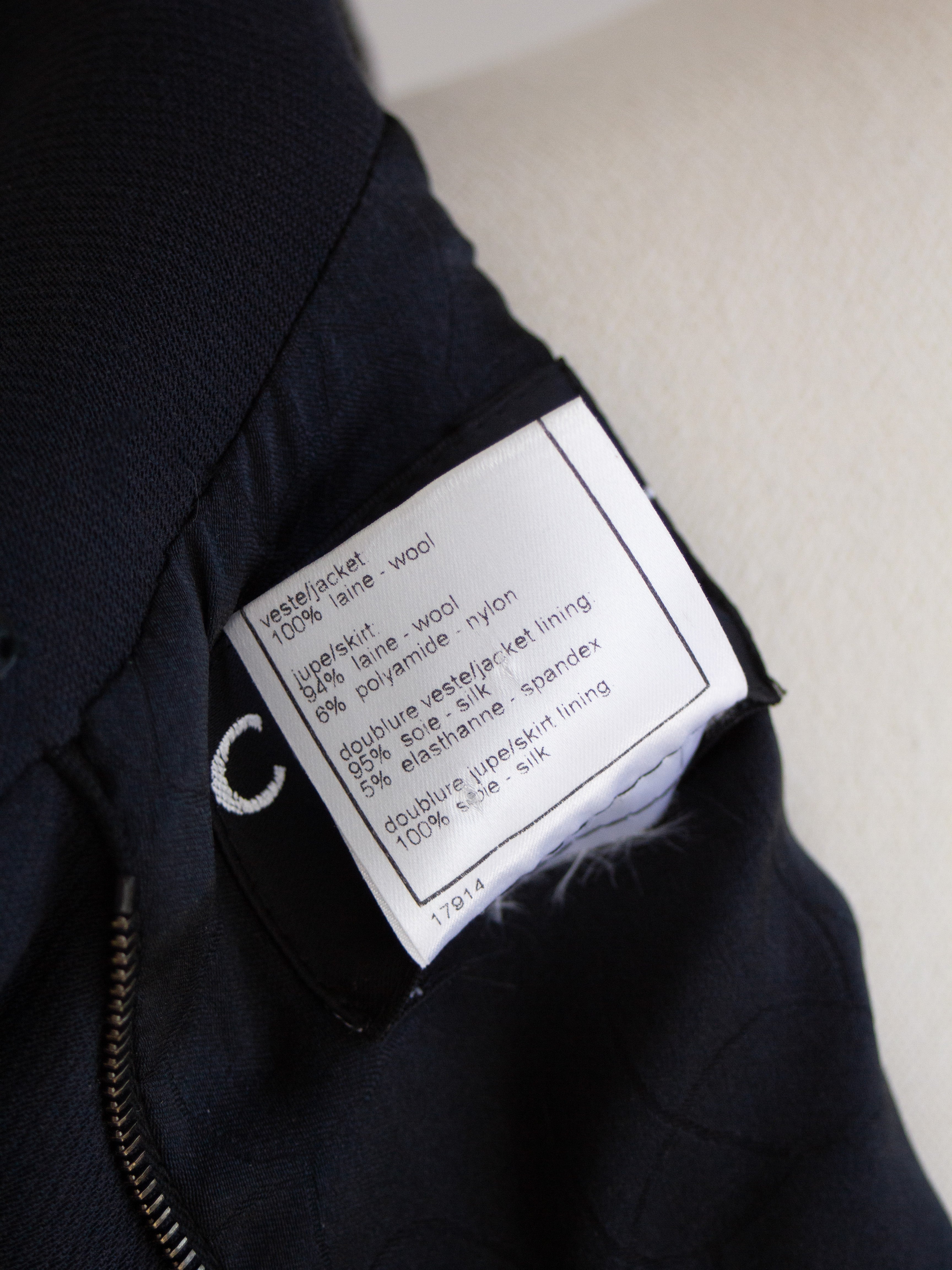 Chanel Vintage Fall 2002 Navy Blue Embellished Silver Crystal 02A Top Jacket