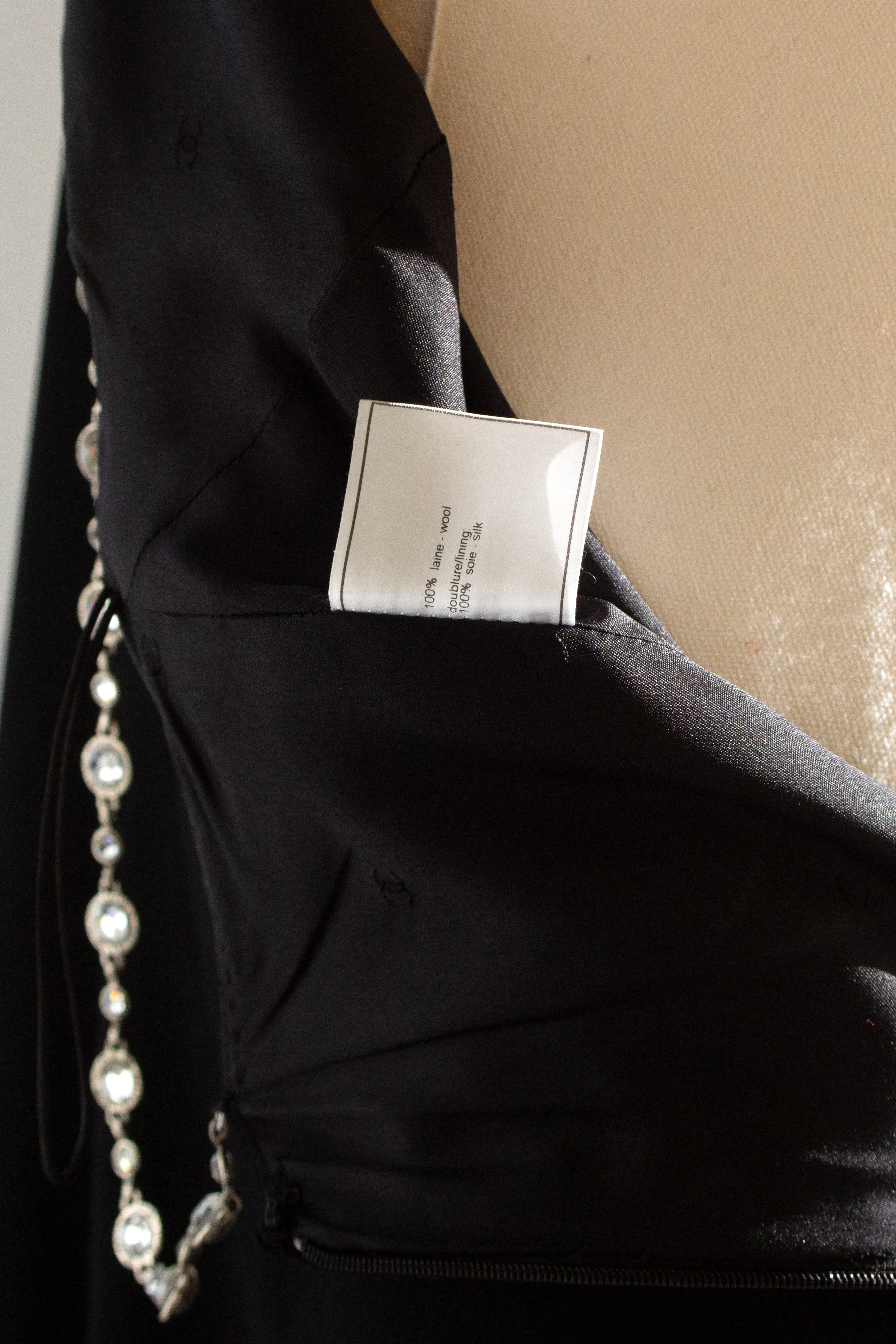 Chanel Vintage S/S 1998 Silver Crystal Chiclet Straps Black 98p Gown Dress