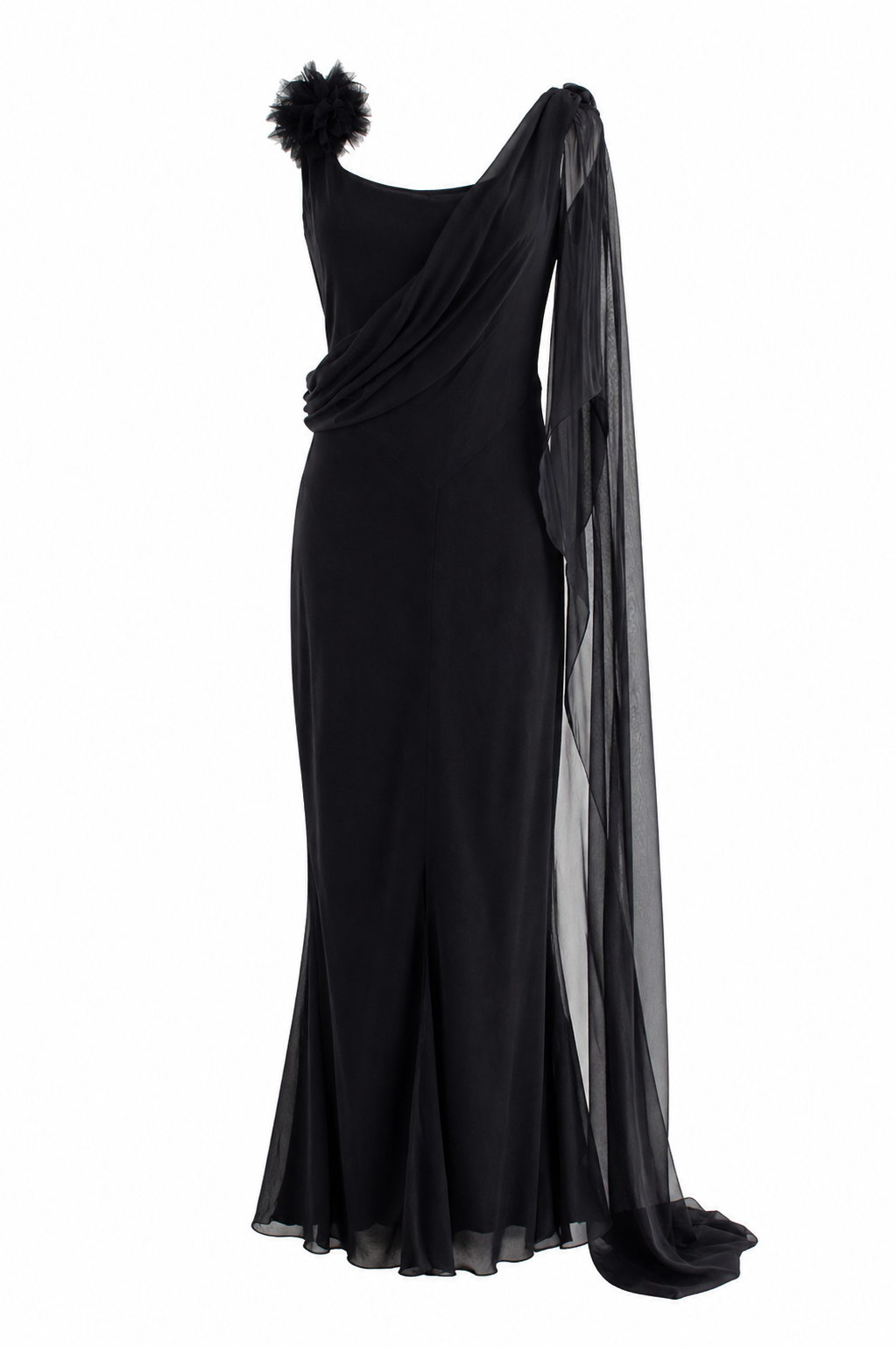 Chanel Cruise 2002 Midnight Blue Jersey & Chiffon Sash 02C Gown