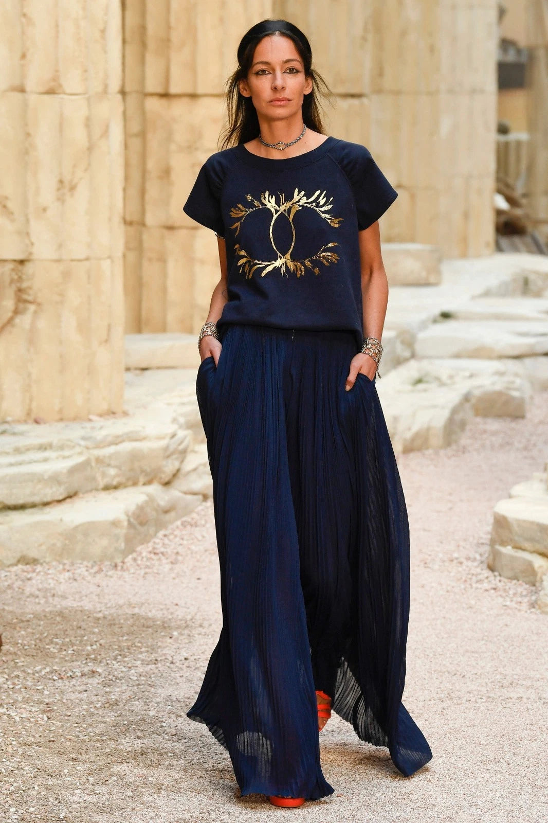 Chanel Cruise 2018 Greece Navy Blue Pleated 18C Palazzo Pants