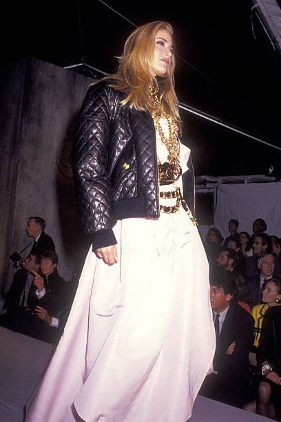 Chanel Vintage F/W 1991 Black Leather 24K Gold Quilted Bomber Jacket