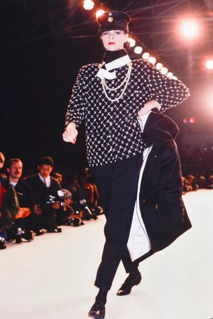 Chanel Vintage Fall/Winter 1987 Black & White “X” Tweed Jacket & Skirt Suit
