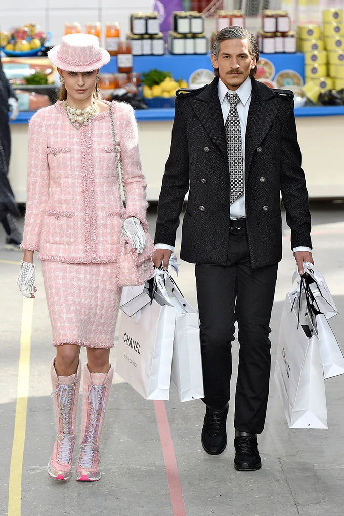Chanel F/W 2014 Supermarket Barbie Pink White Plaid 14A Fantasy Tweed Jacket