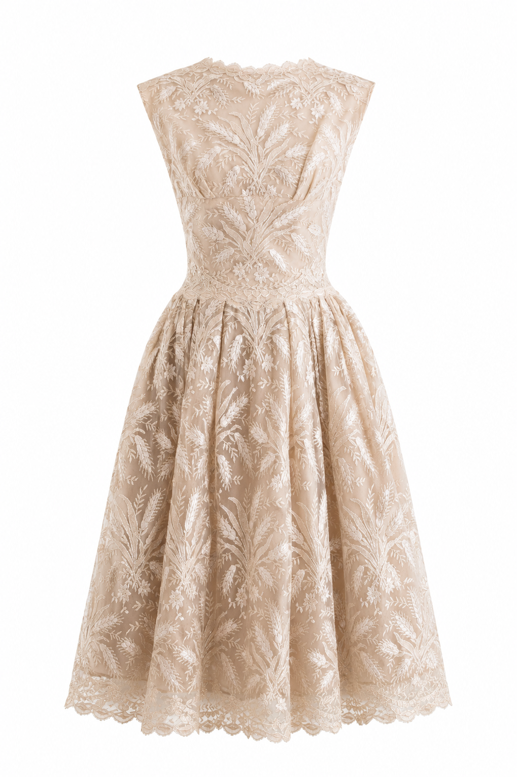 Chanel Haute Couture S/S 1960 Blush Pink Lace Wheat Dress