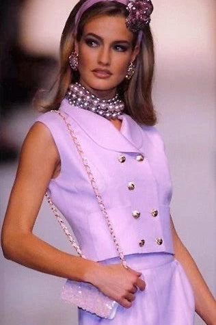 Chanel Vintage S/S 1991 Iridescent White 24K Gold Sequin Micro Mini Flap Bag