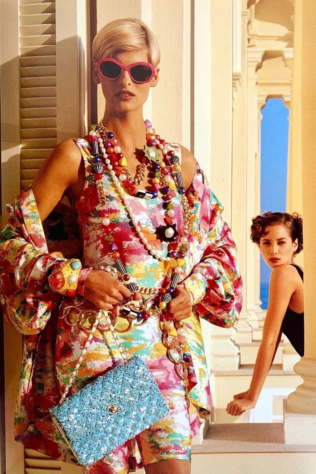 Chanel Vintage S/S 1991 Iridescent White 24K Gold Sequin Micro Mini Flap Bag