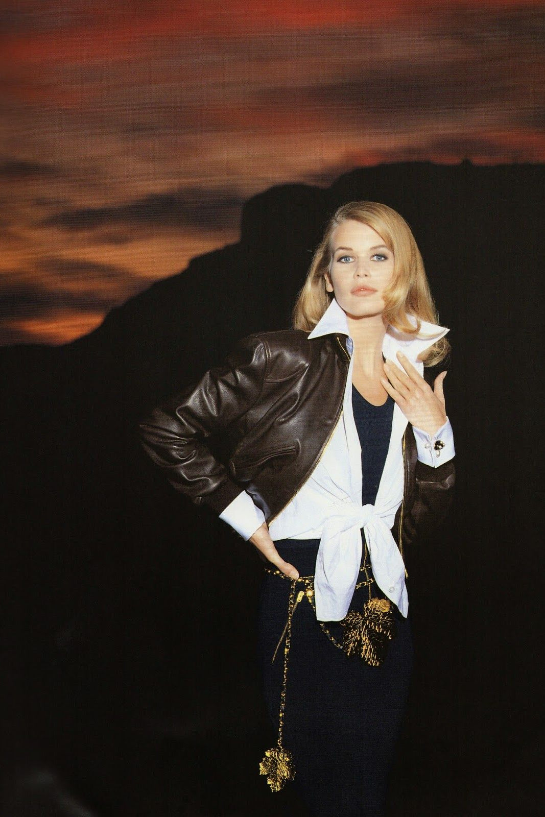 Chanel Spring/Summer 1992 Brown Lambskin Leather Bomber Jacket