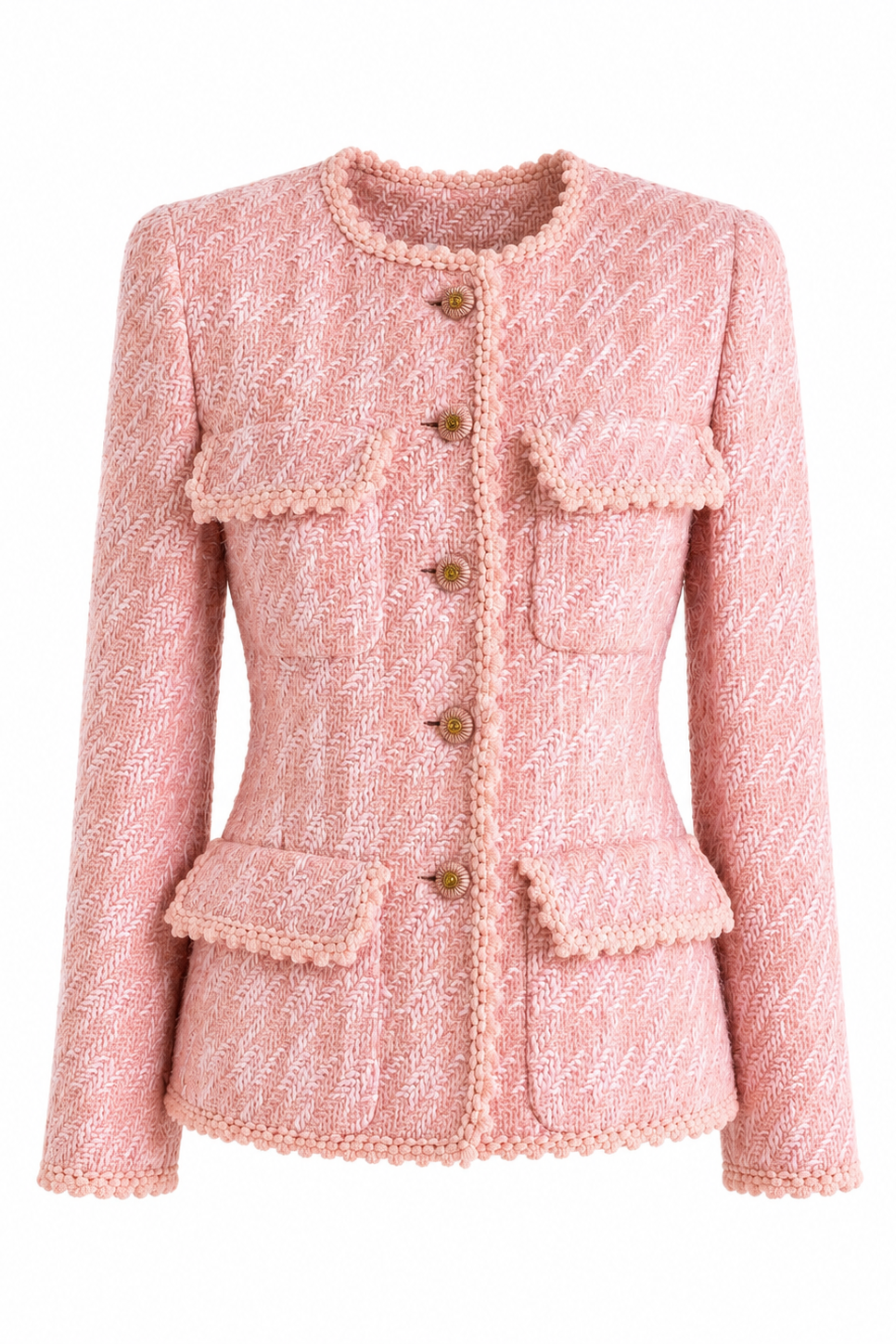 Chanel S/S 1993 Runway Pink Fantasy Tweed Scalloped 93P Jacket
