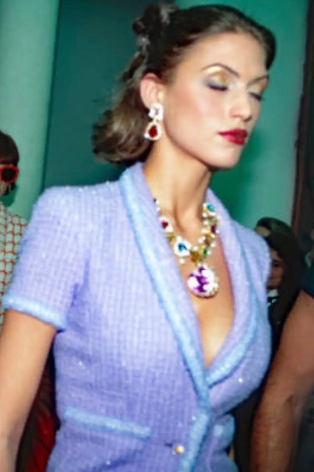 Chanel Vintage S/S 1995 Barbie CC Periwinkle Lavender Tweed 95P Jacket Skirt Suit