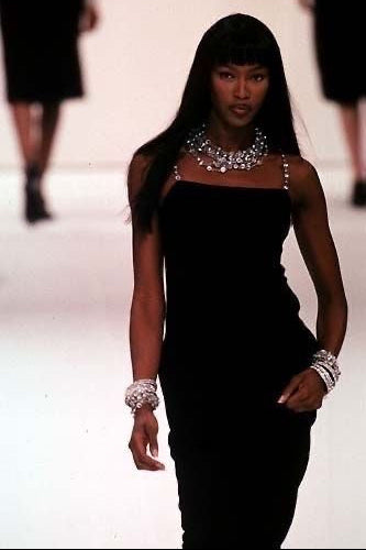 Chanel Vintage S/S 1998 Silver Crystal Chiclet Straps Black 98p Gown Dress