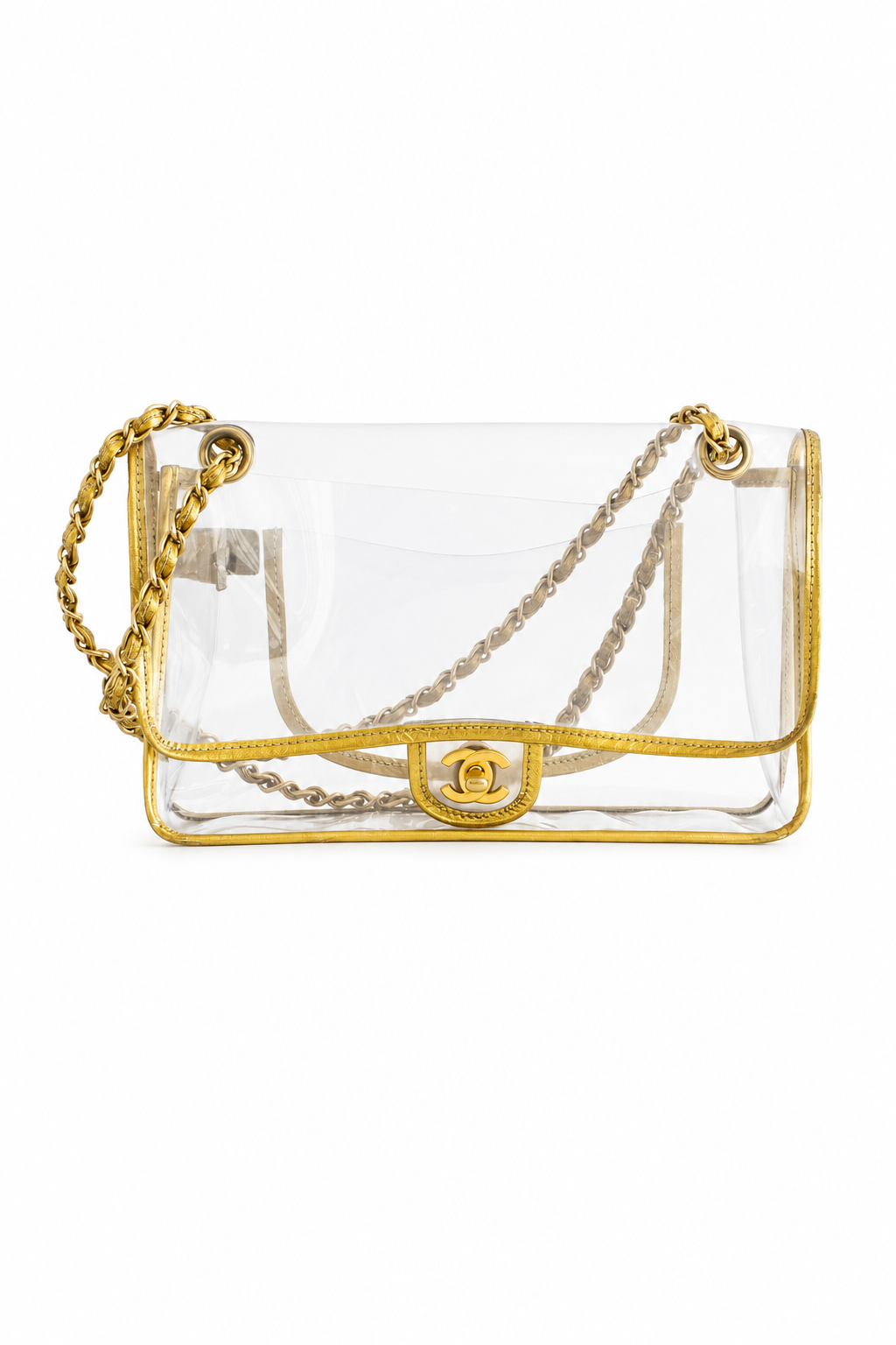Chanel Vintage 2006 Naked PVC Transparent Gold Classic Flap Bag