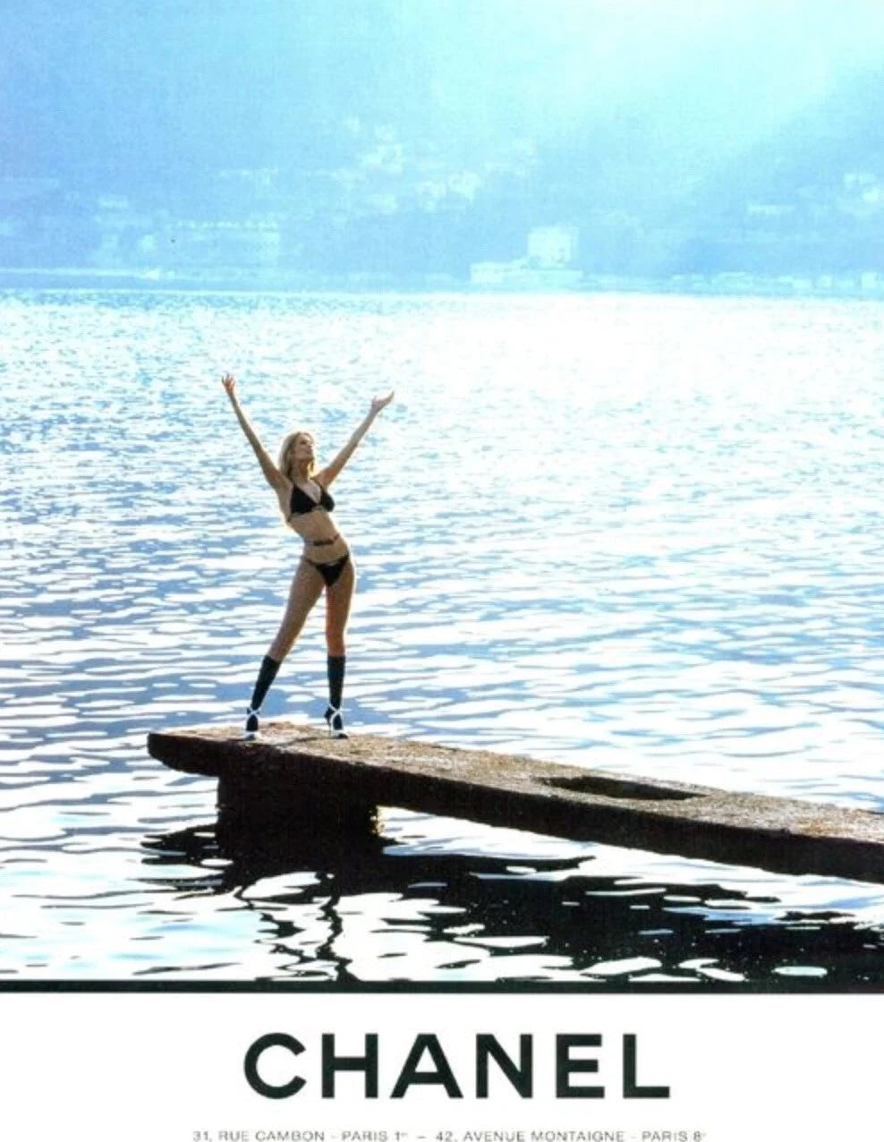 Chanel Vintage Cruise 1994 Quilted Black White Logo 94C Bikini Swimsuit