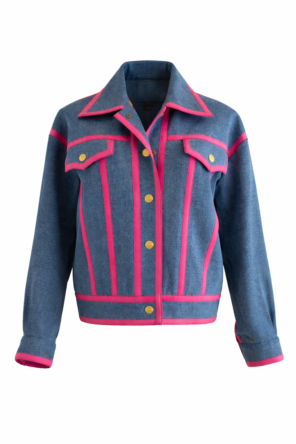 Chanel Vintage F/W 1991 Hip-Hop Denim Pink 24K Gold Bomber Jacket