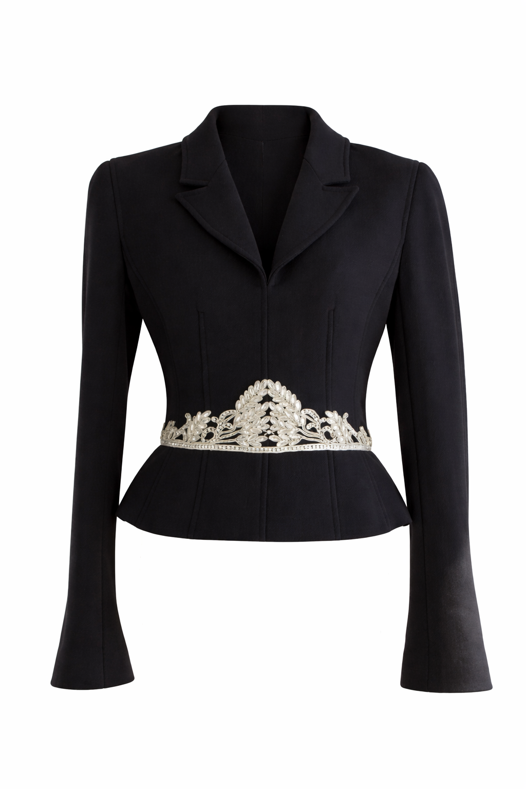 Chanel Vintage Fall 2002 Navy Blue Embellished Silver Crystal 02A Top Jacket