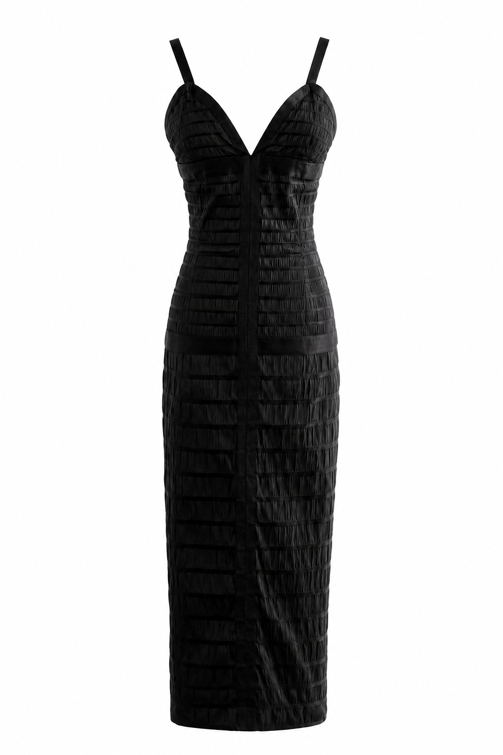 Chanel Vintage Fall/Winter 1992 Black Lesage Ribbon Silk Bodycon Midi Dress