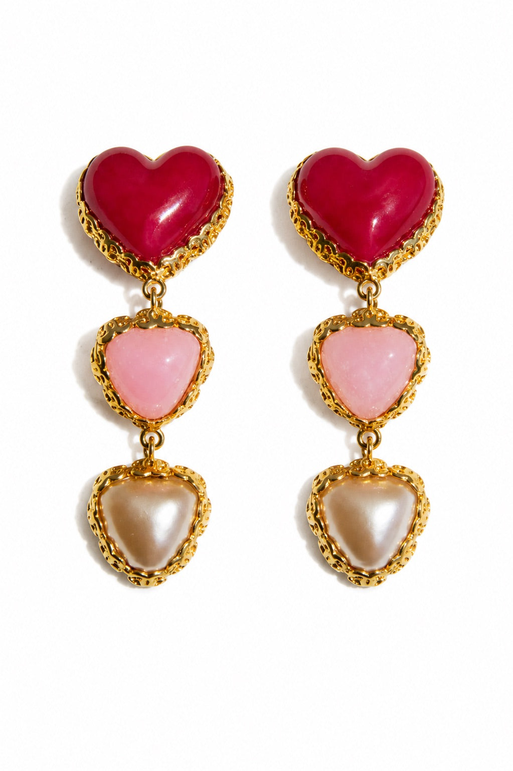 Chanel Vintage S/S 1992 Gripoix Heart Pearl 24K Gold-Plated  Earrings