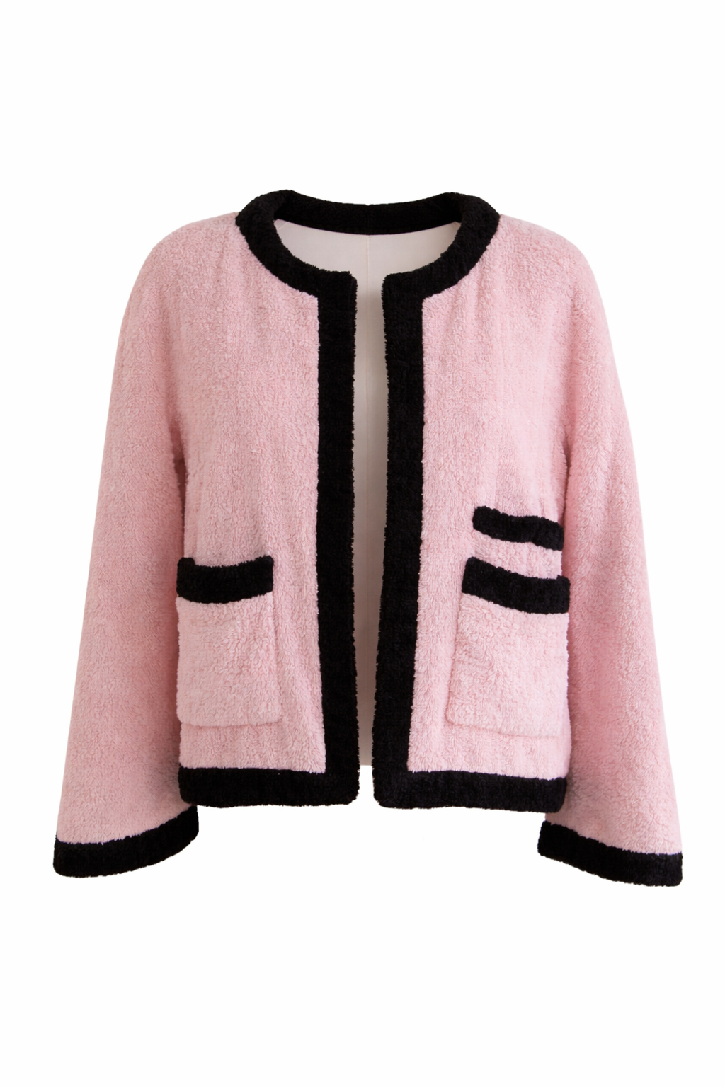 Chanel Vintage Spring/Summer 1992 Pink Black Cotton Terry Jacket