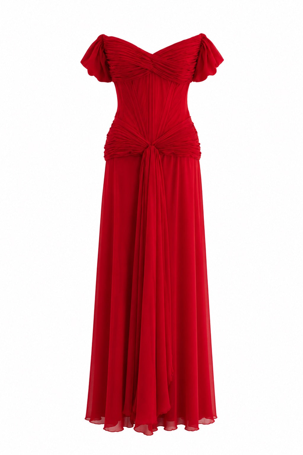 Vicky Tiel Couture Vintage “Pretty Woman” 1987 Red Ruched Gown