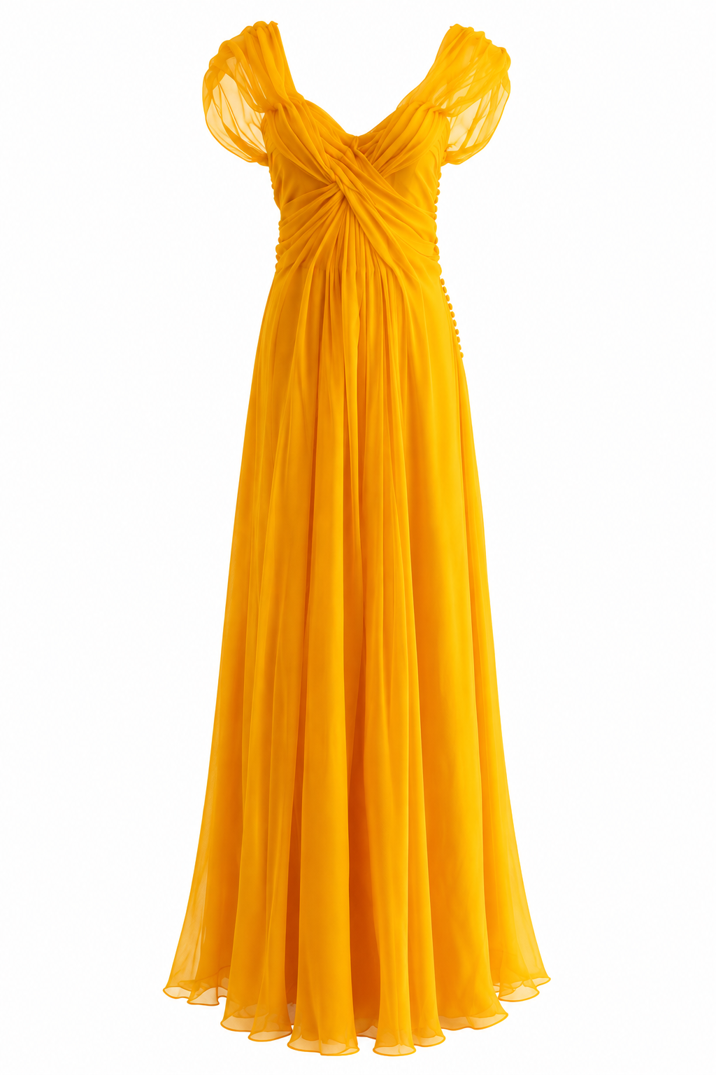 Christian Dior by John Galliano Cruise 2010 Marigold Yellow Draped Chiffon Gown