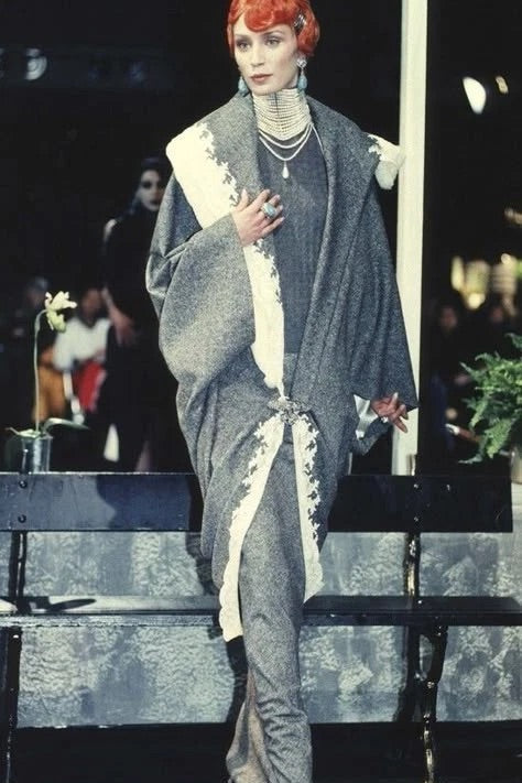Christian Dior by John Galliano F/W 1998 Grey Tweed Calais Lace Jacket Skirt Suit