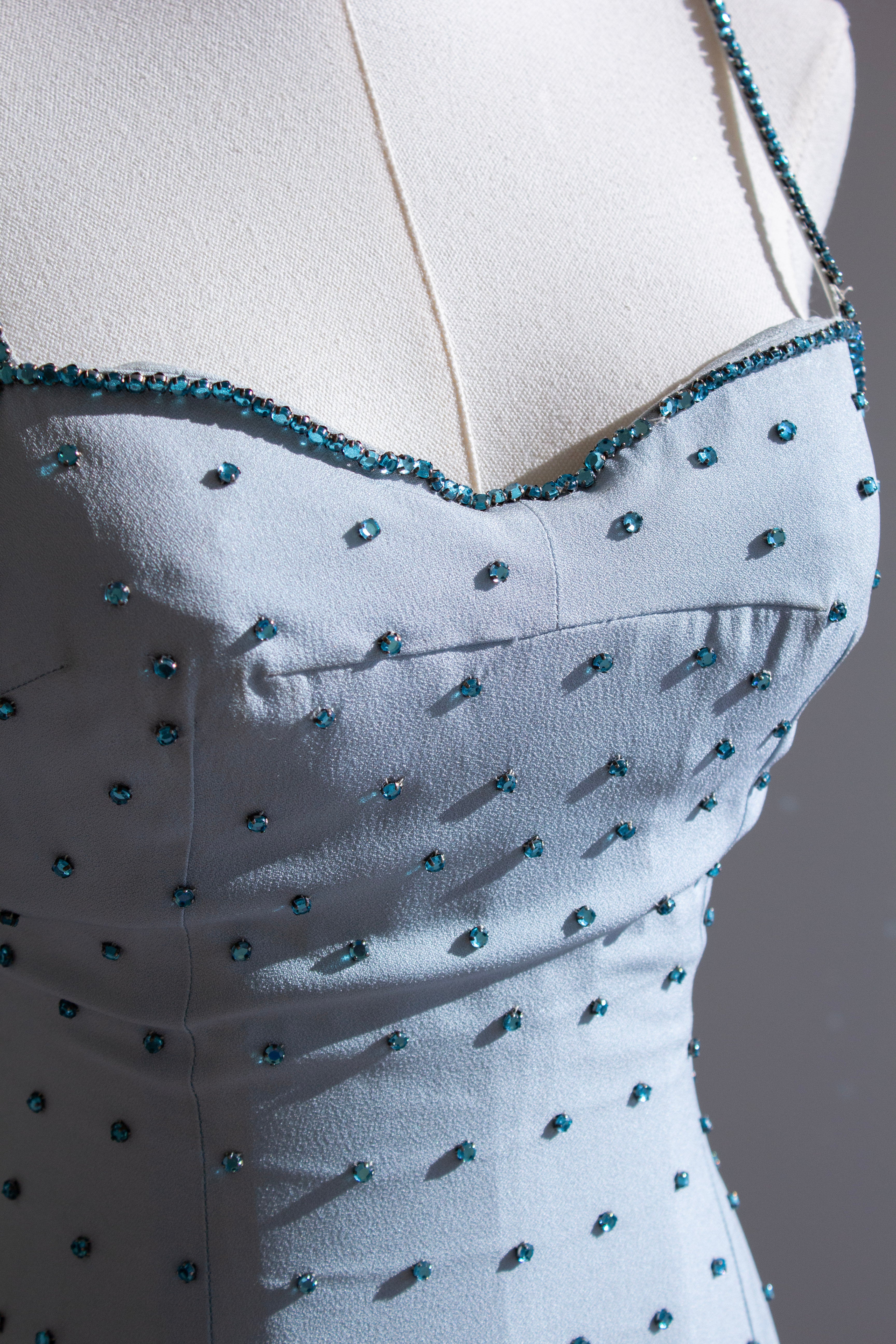 Dolce&Gabbana Vintage S/S 1995 Light Blue Crystal Embellished Mini Dress