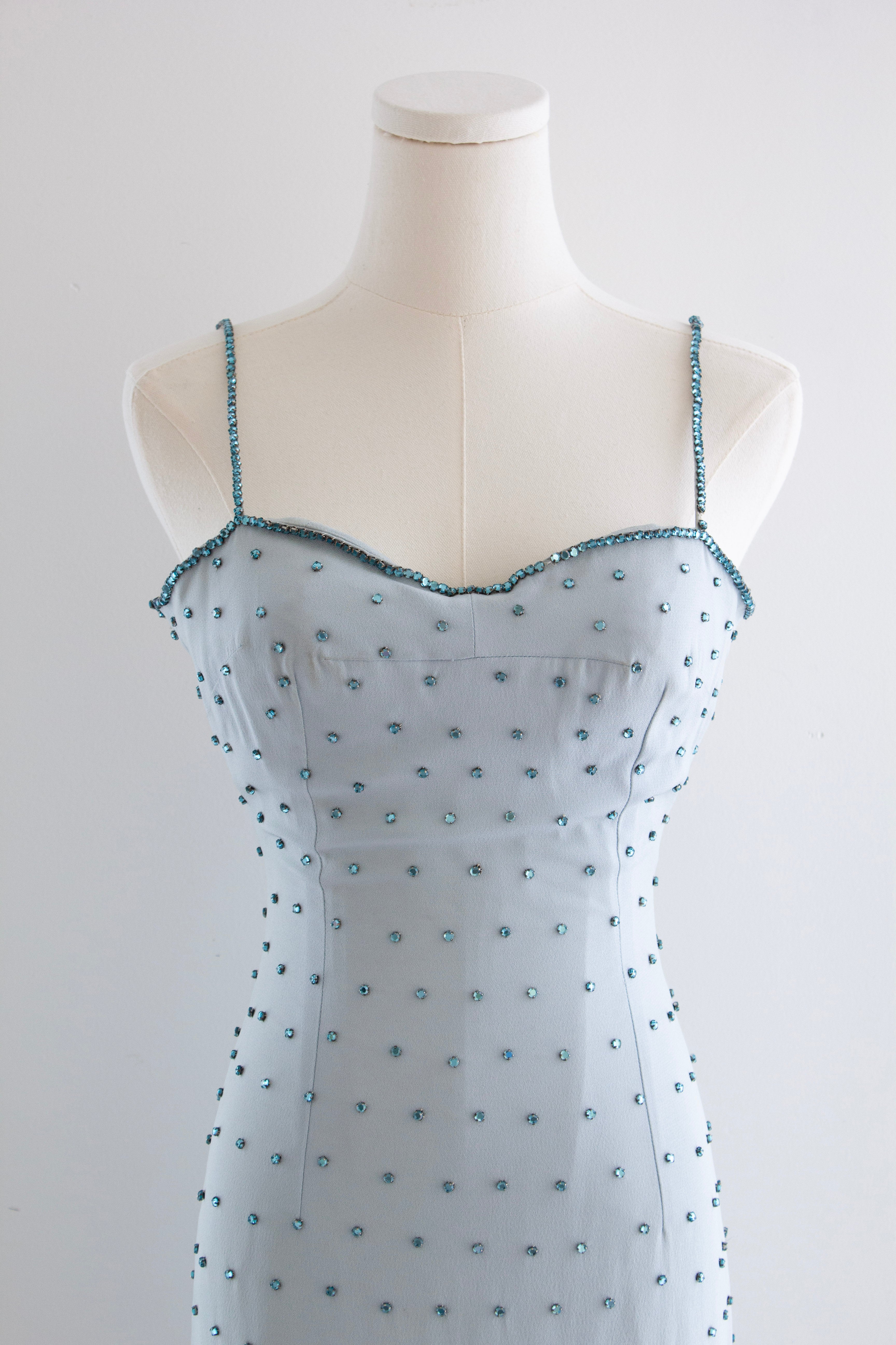 Dolce&Gabbana Vintage S/S 1995 Light Blue Crystal Embellished Mini Dress