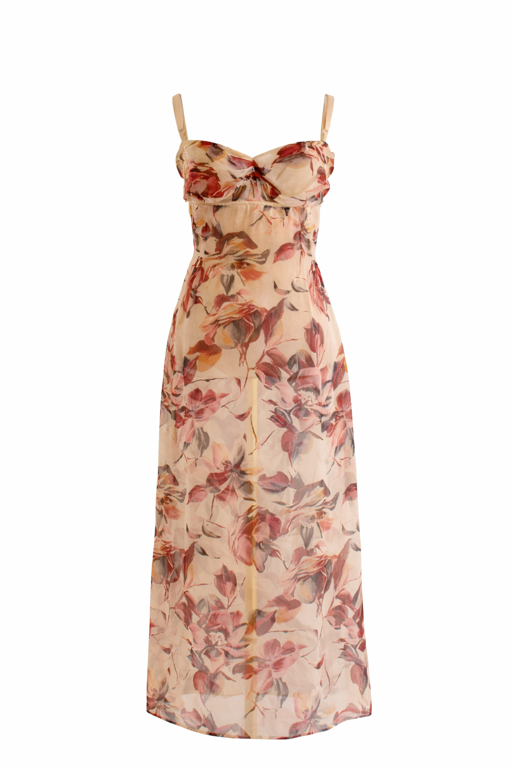 Dolce & Gabbana Spring/Summer 1997 Floral Beige Nude Sheer Dress