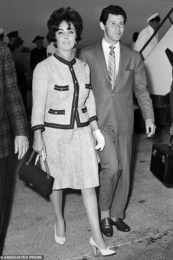 Chanel Haute Couture 1961 Coco Beige Red Blue Tweed Jacket Skirt Suit
