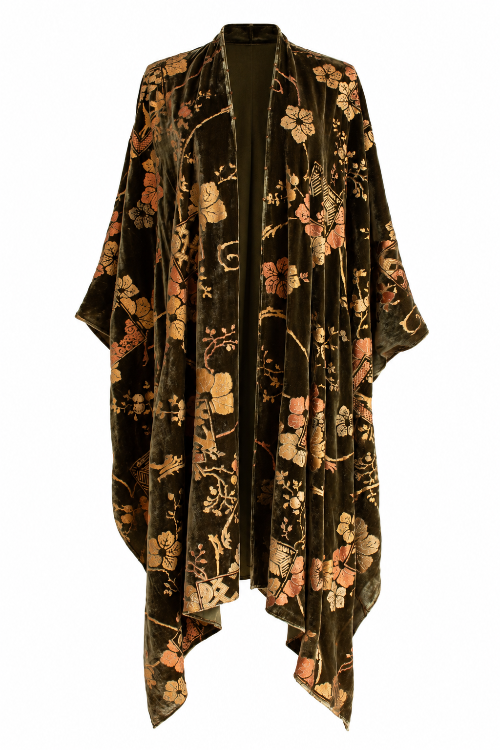 Fortuny Daphne Velvet Kimono Olive Green Coat