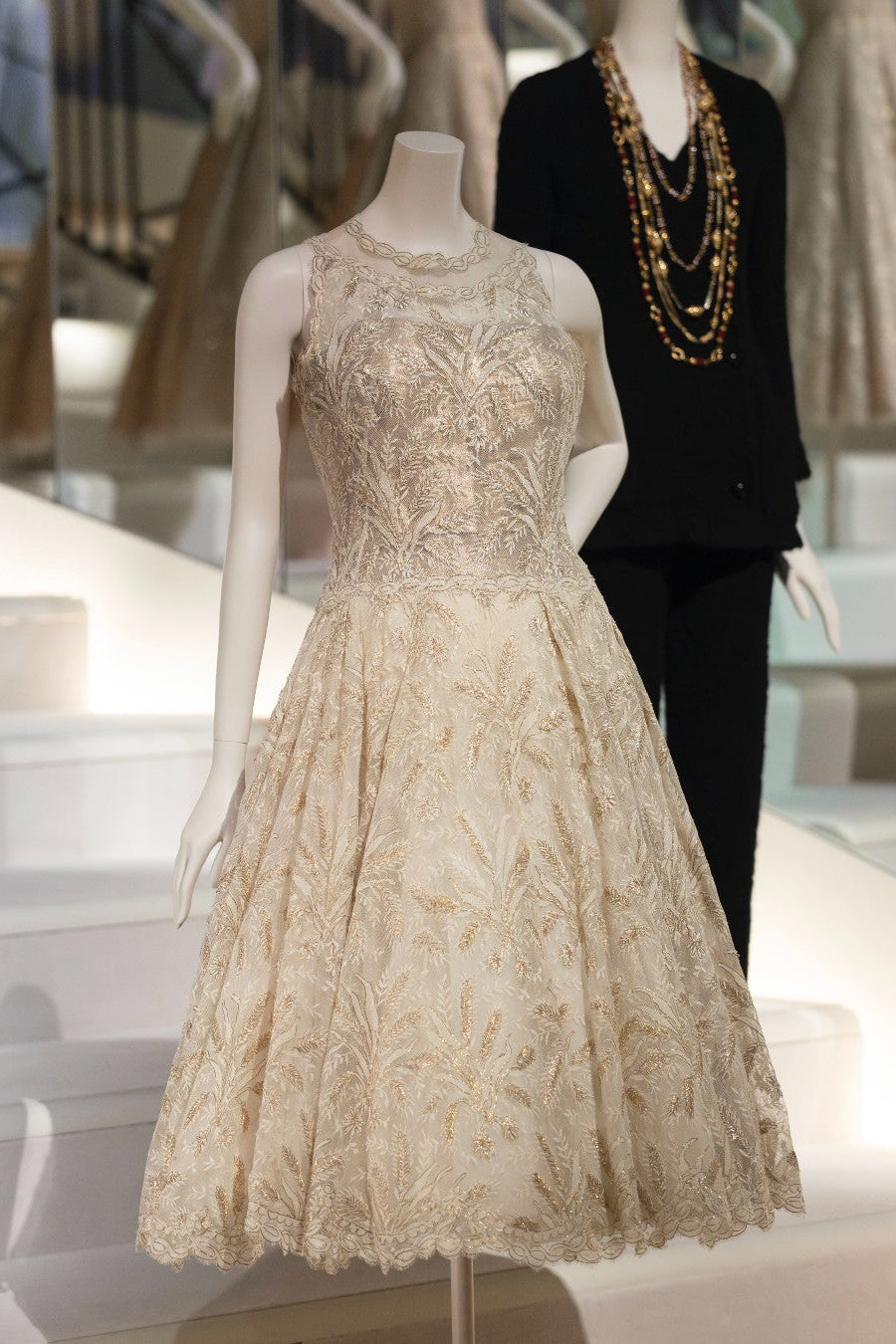 Chanel Haute Couture S/S 1960 Blush Pink Lace Wheat Dress