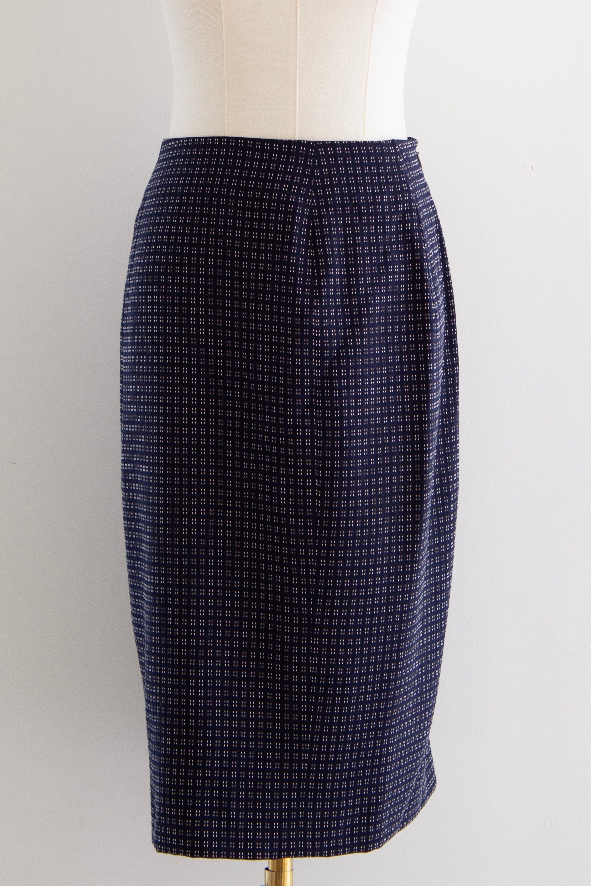 Givenchy Couture by John Galliano S/S 1997 Navy White Dotted Jacket & Skirt Suit