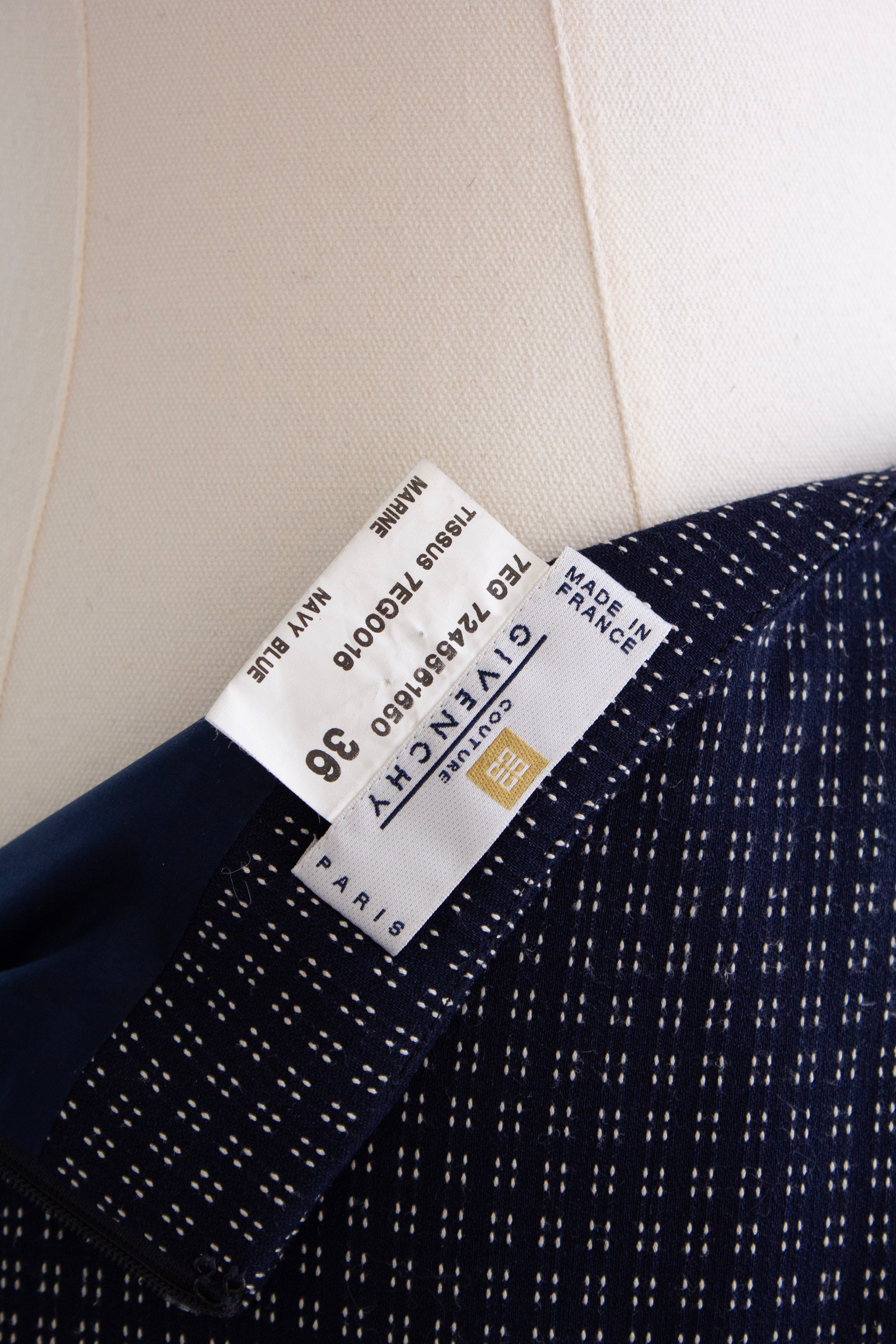 Givenchy Couture by John Galliano S/S 1997 Navy White Dotted Jacket & Skirt Suit