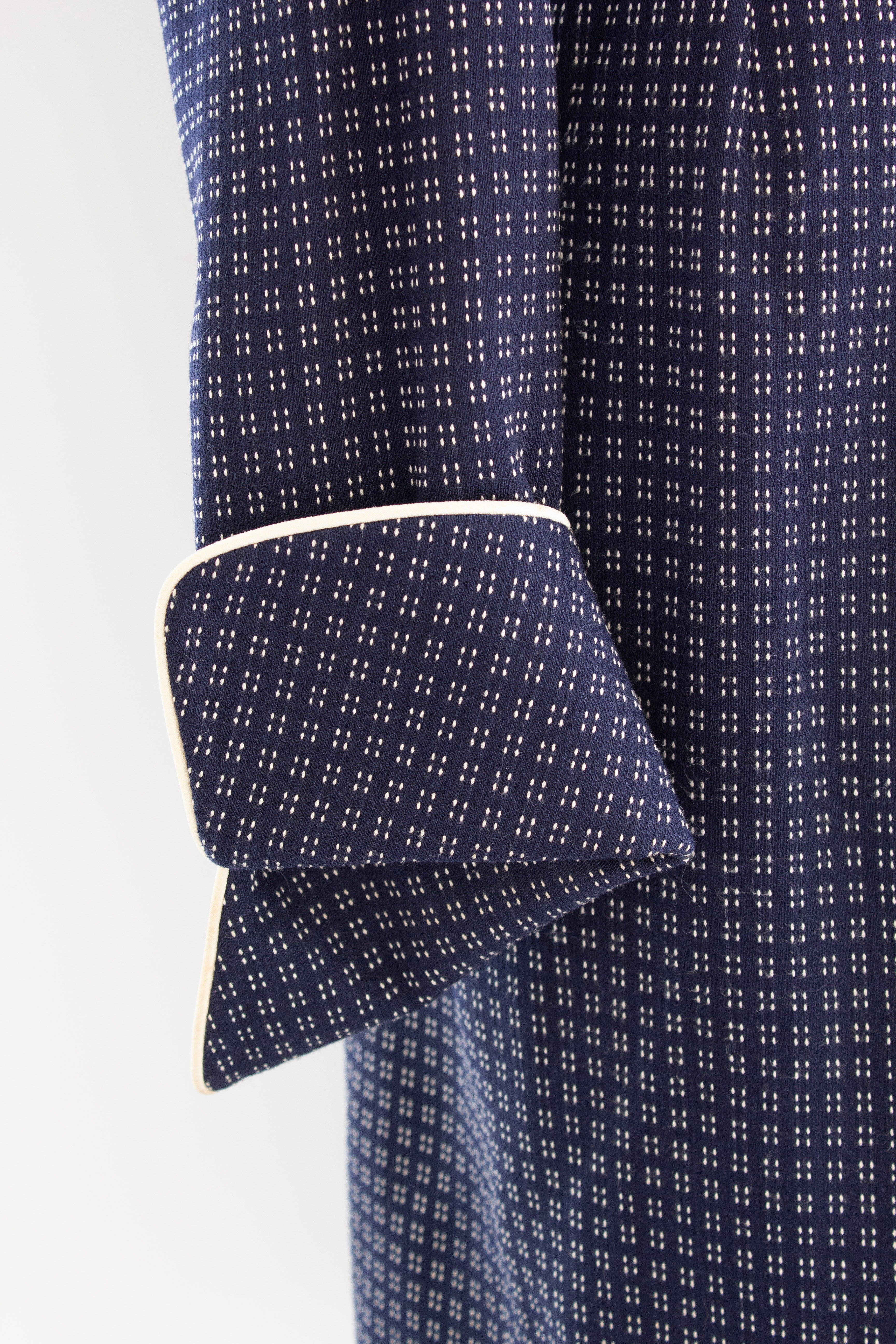 Givenchy Couture by John Galliano S/S 1997 Navy White Dotted Jacket & Skirt Suit