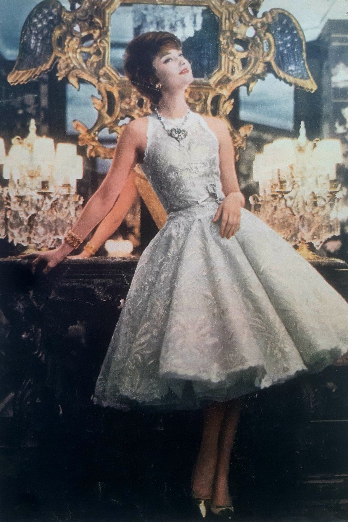 Chanel Haute Couture S/S 1960 Blush Pink Lace Wheat Dress