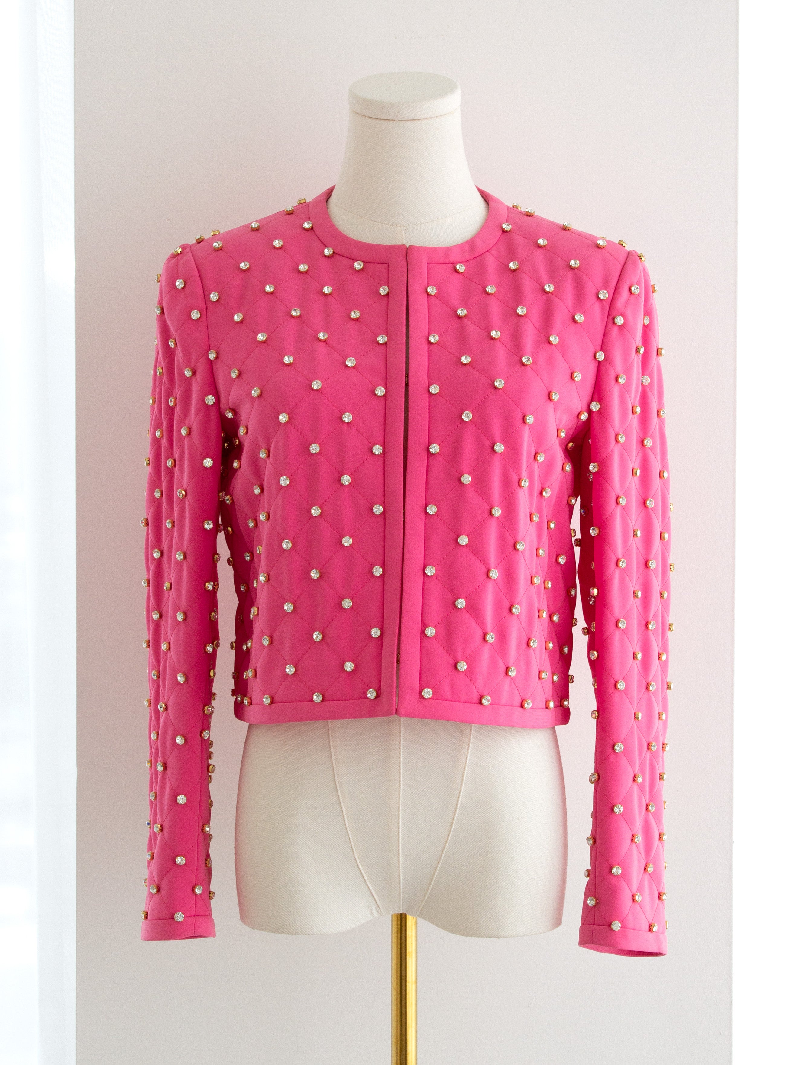 Moschino Couture S/S 2015 Barbie Crystal Embellished Swarovski Pink Jacket