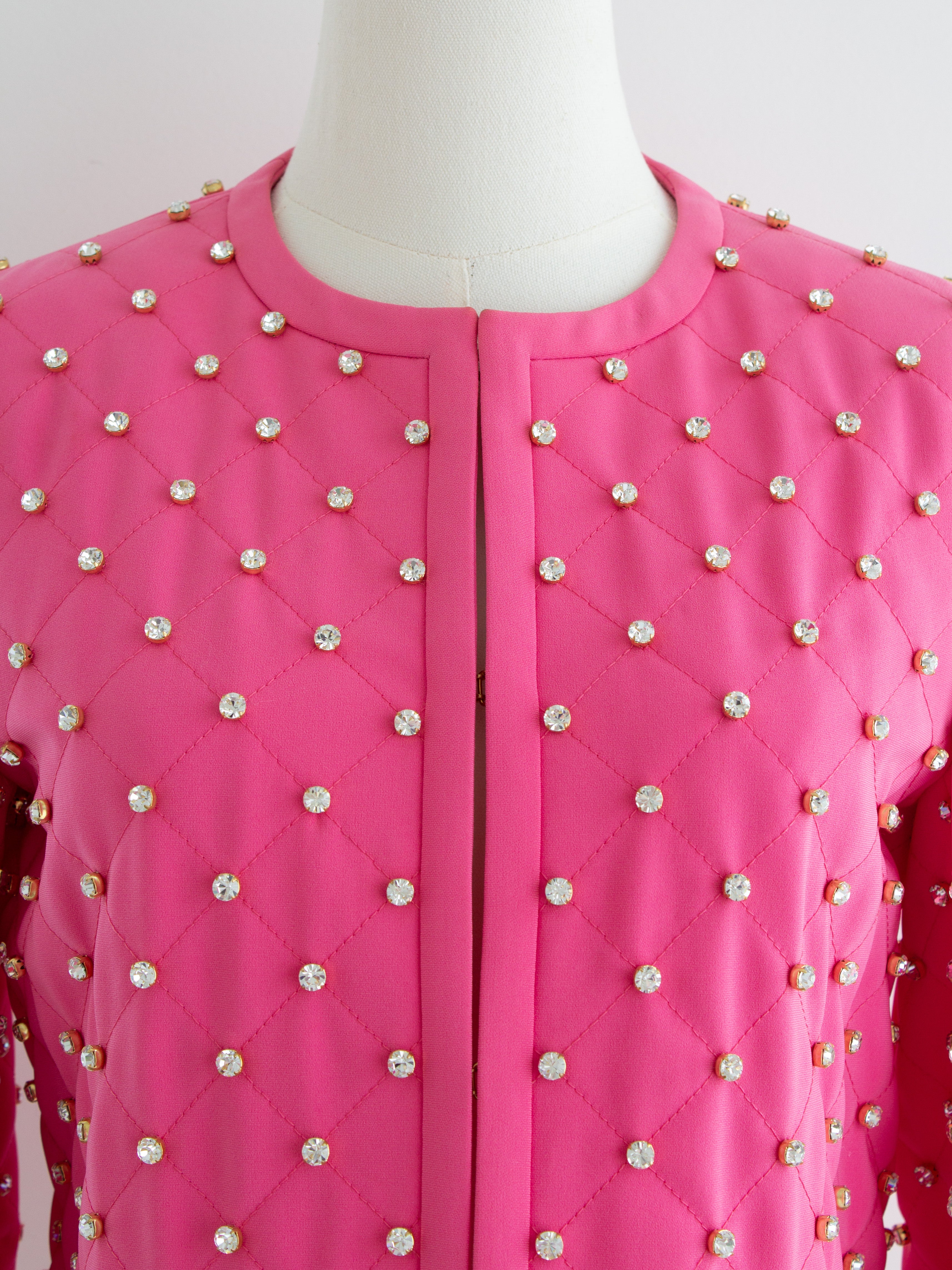 Moschino Couture S/S 2015 Barbie Crystal Embellished Swarovski Pink Jacket