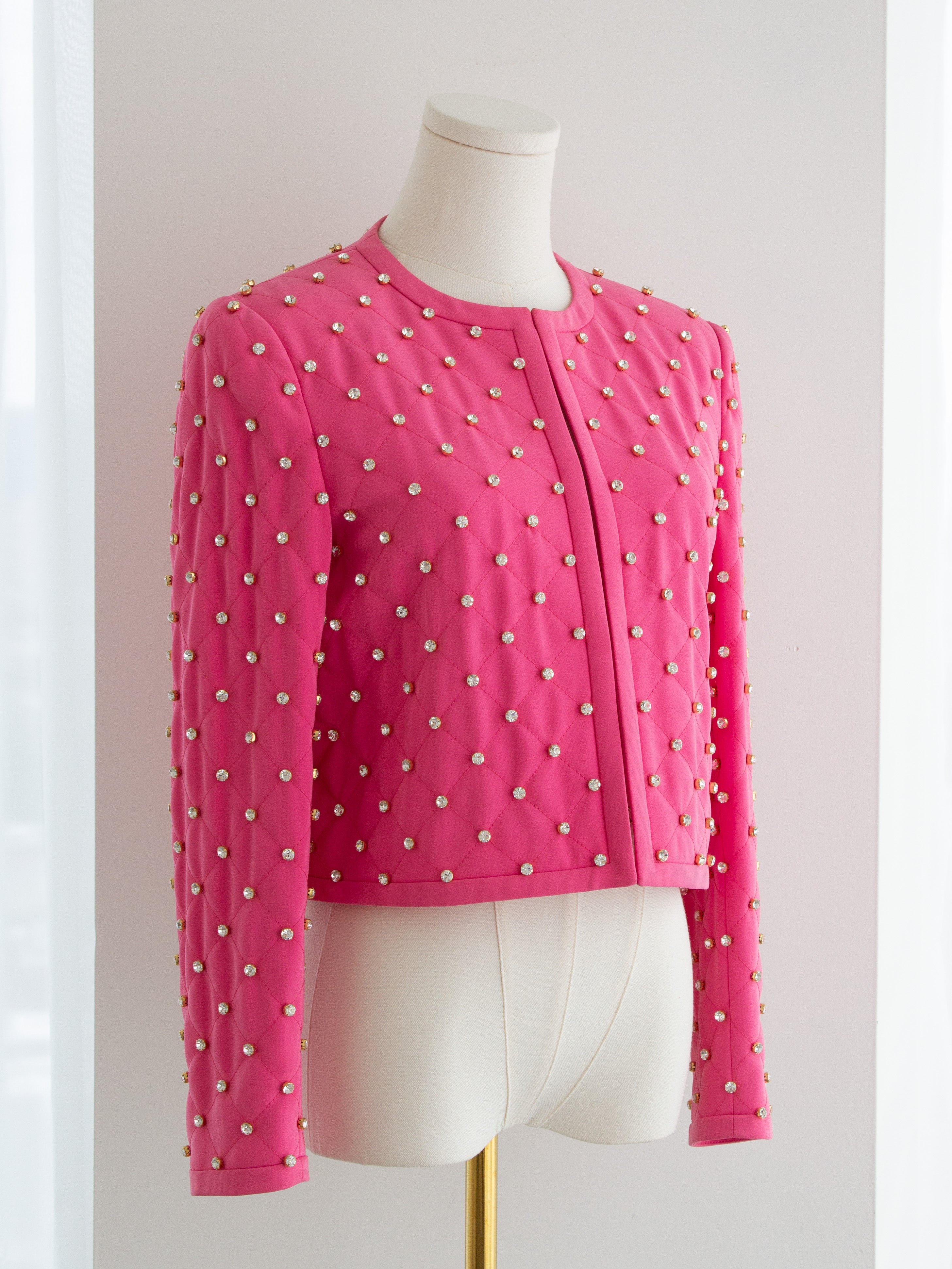 Moschino Couture S/S 2015 Barbie Crystal Embellished Swarovski Pink Jacket