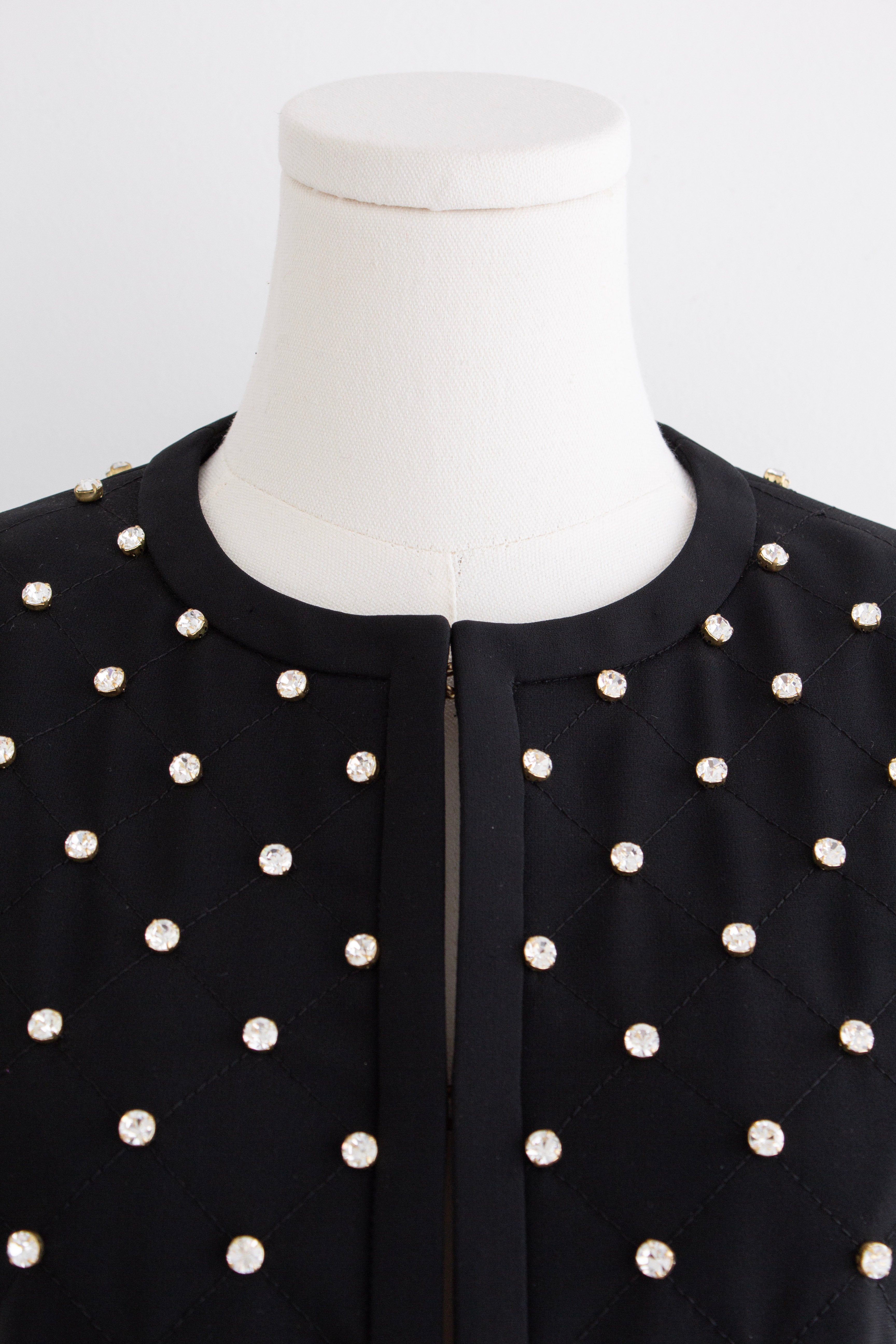 Moschino Couture S/S 2015 Barbie Crystal Embellished Rhinestone Black Jacket