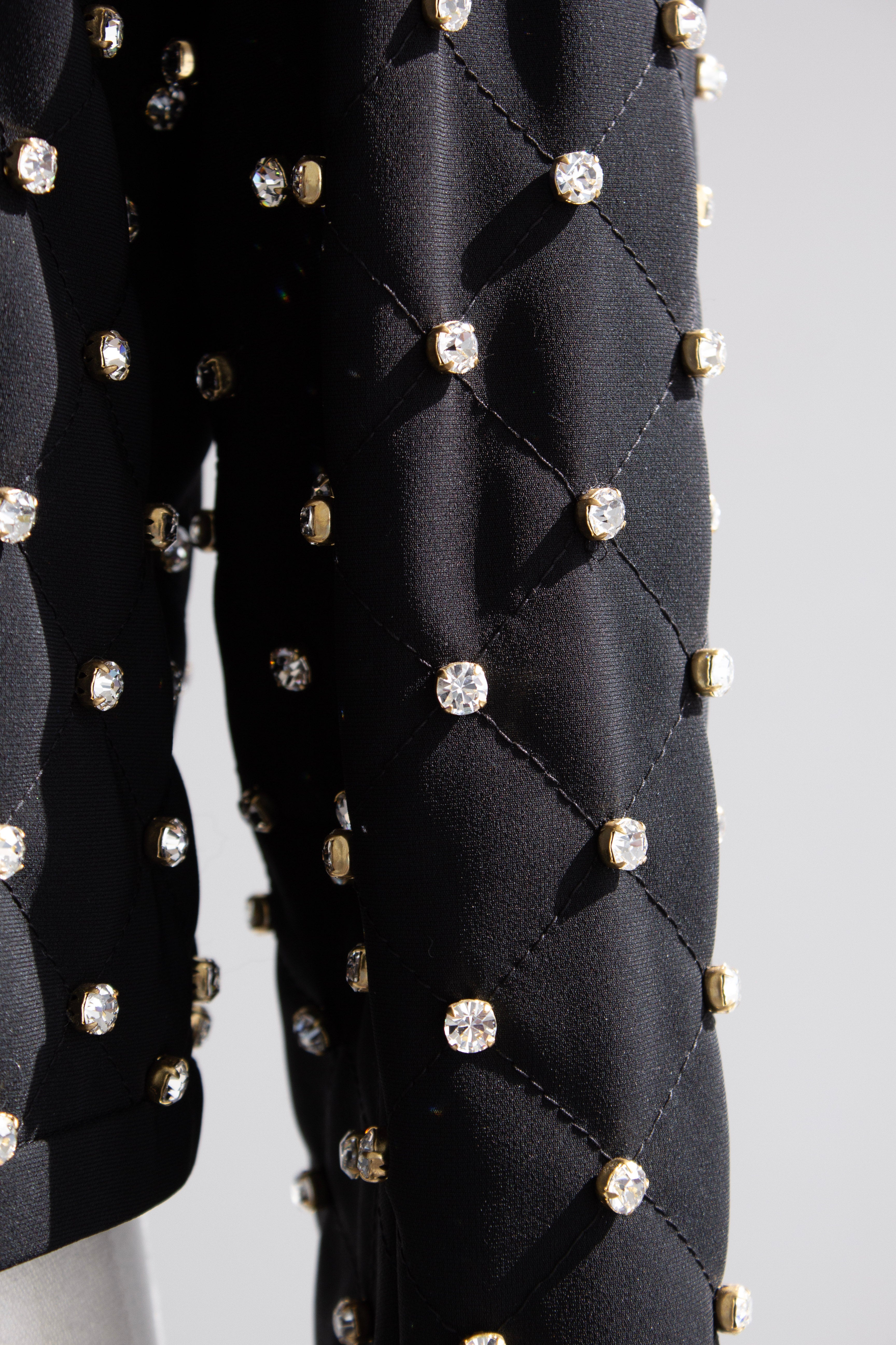 Moschino Couture S/S 2015 Barbie Crystal Embellished Rhinestone Black Jacket
