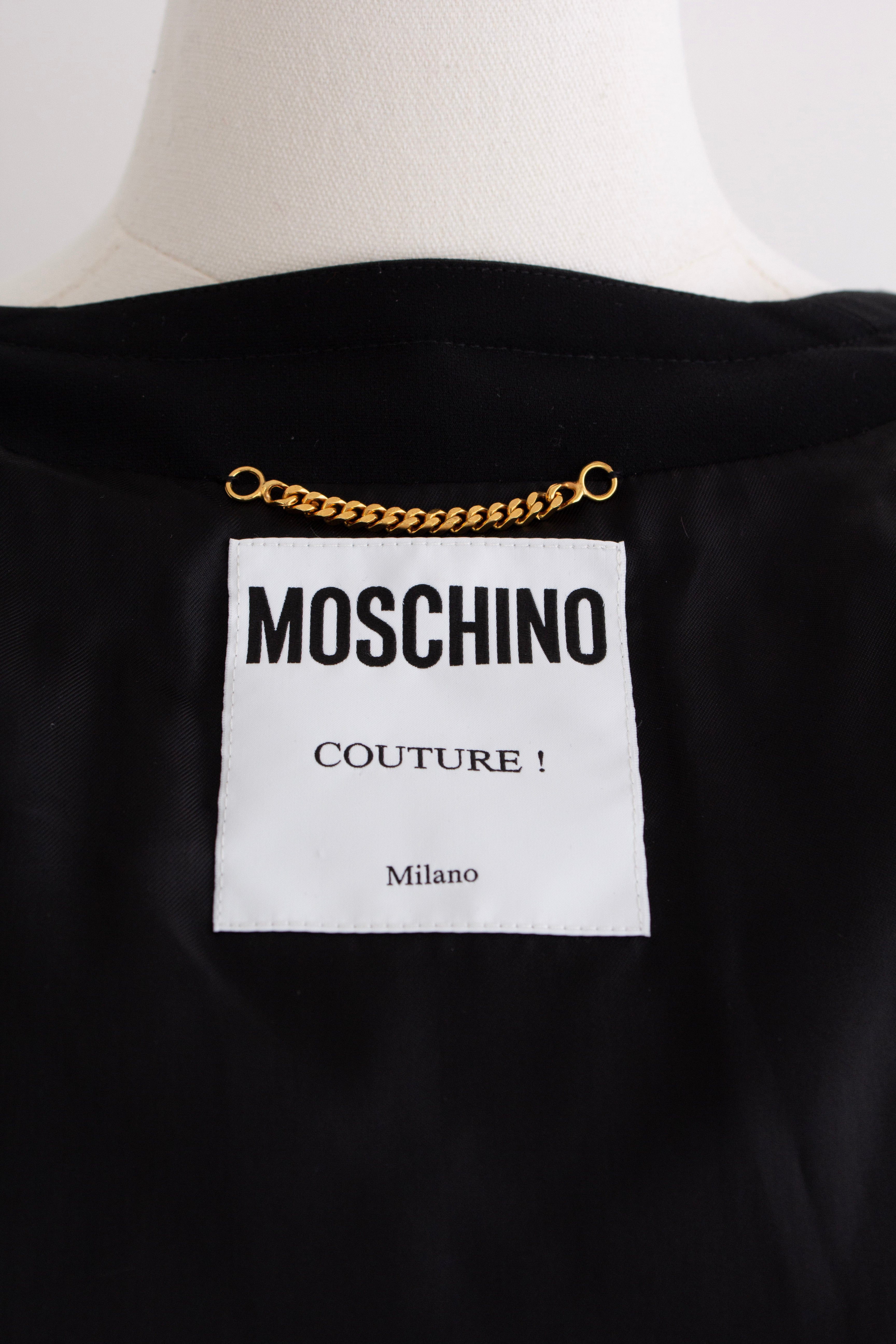 Moschino Couture S/S 2015 Barbie Crystal Embellished Rhinestone Black Jacket