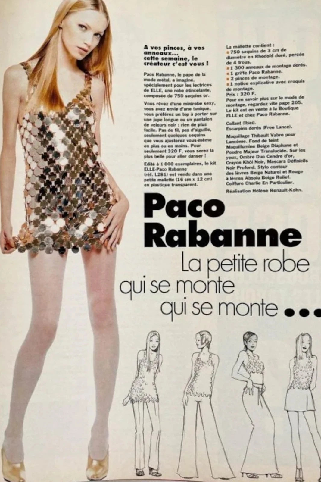 Paco Rabanne Vintage 1996 Gold Disc Rhodoid DIY Mini Dress Kit
