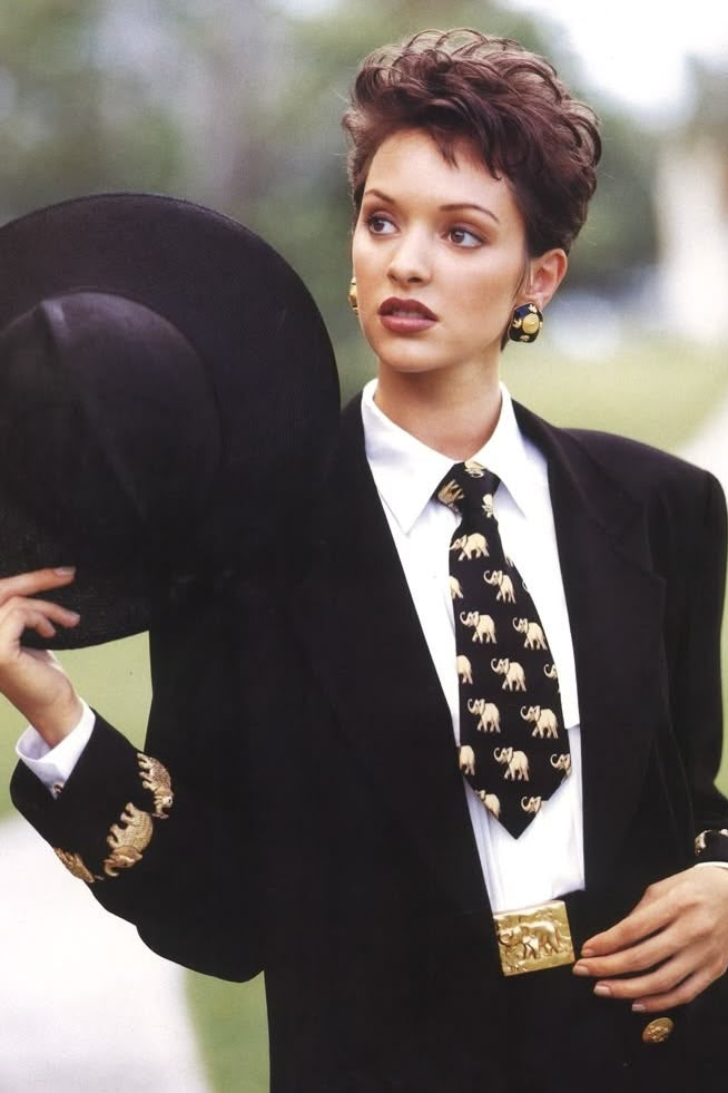 Escada By Margaretha Ley Vintage 90s Princess Diana Black Gold Elephants Blazer Jacket