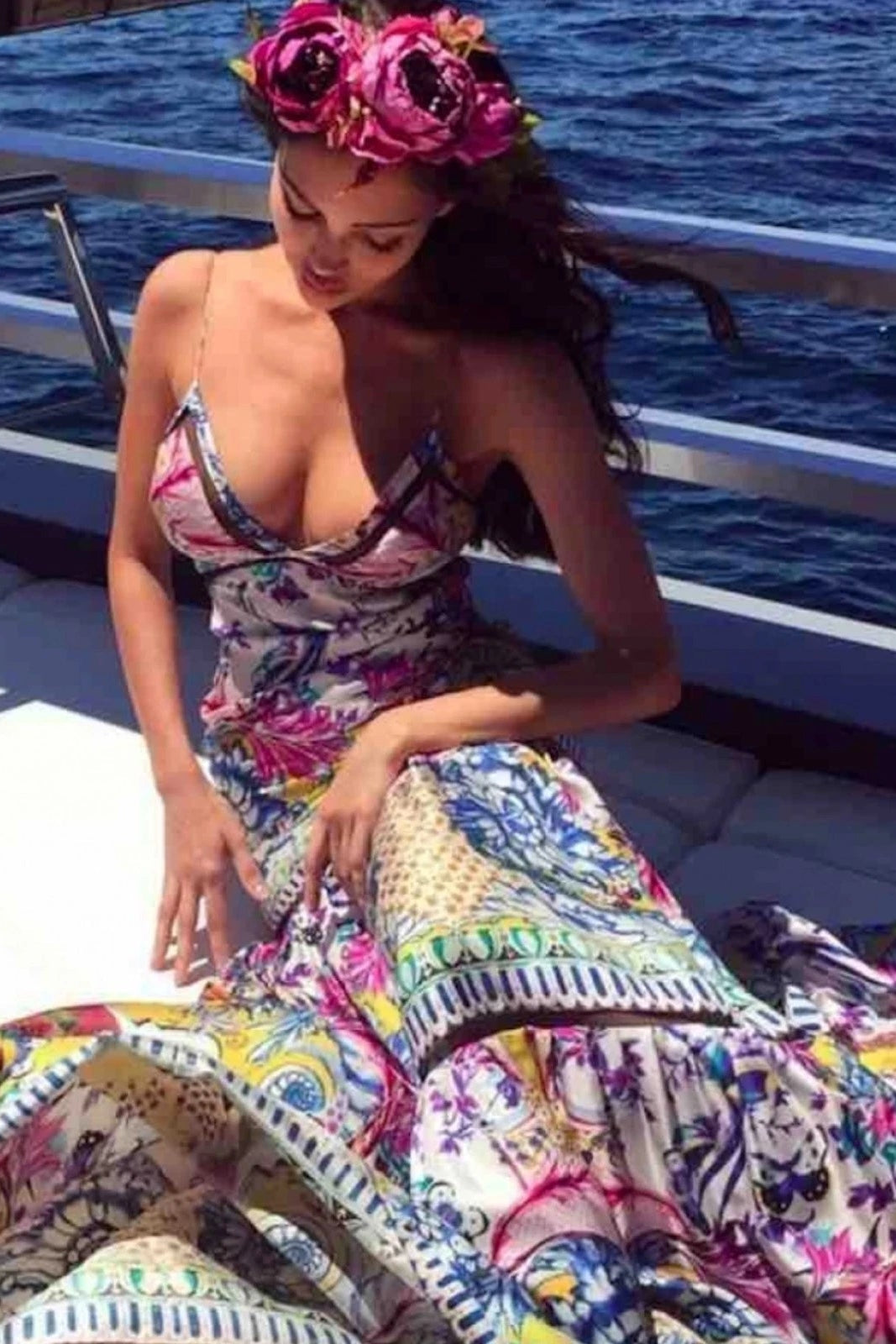 Roberto Cavalli Vintage 2000s Multicolor Nausicaa Printed Maxi Dress