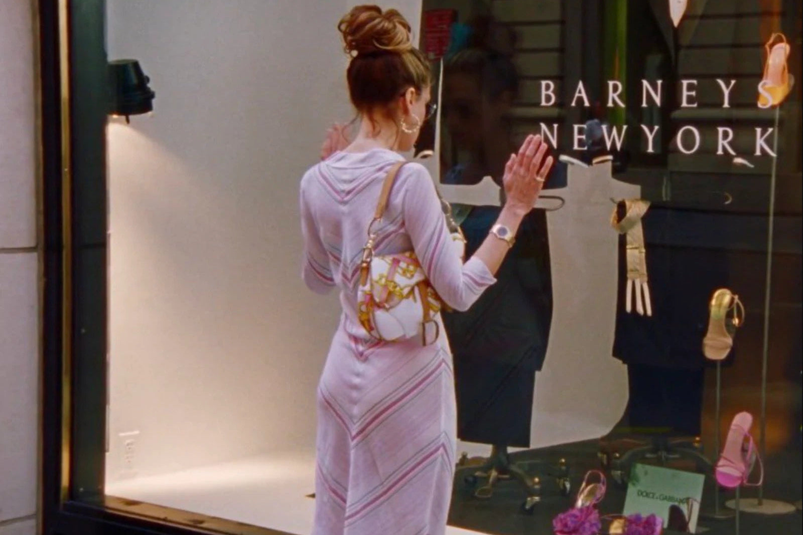 Christian Dior Vintage Sex And The City Pink Saddle Chain Satin Print Bag