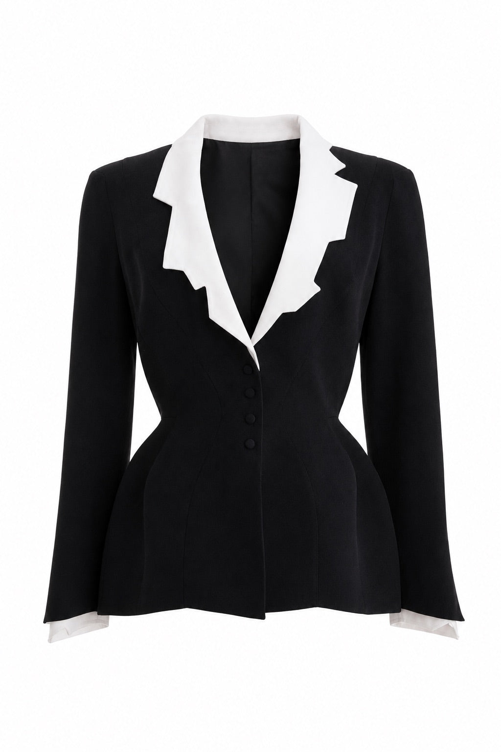 Thierry Mugler Vintage S/S 1994 Black White Zigzag Sculptural Jacket