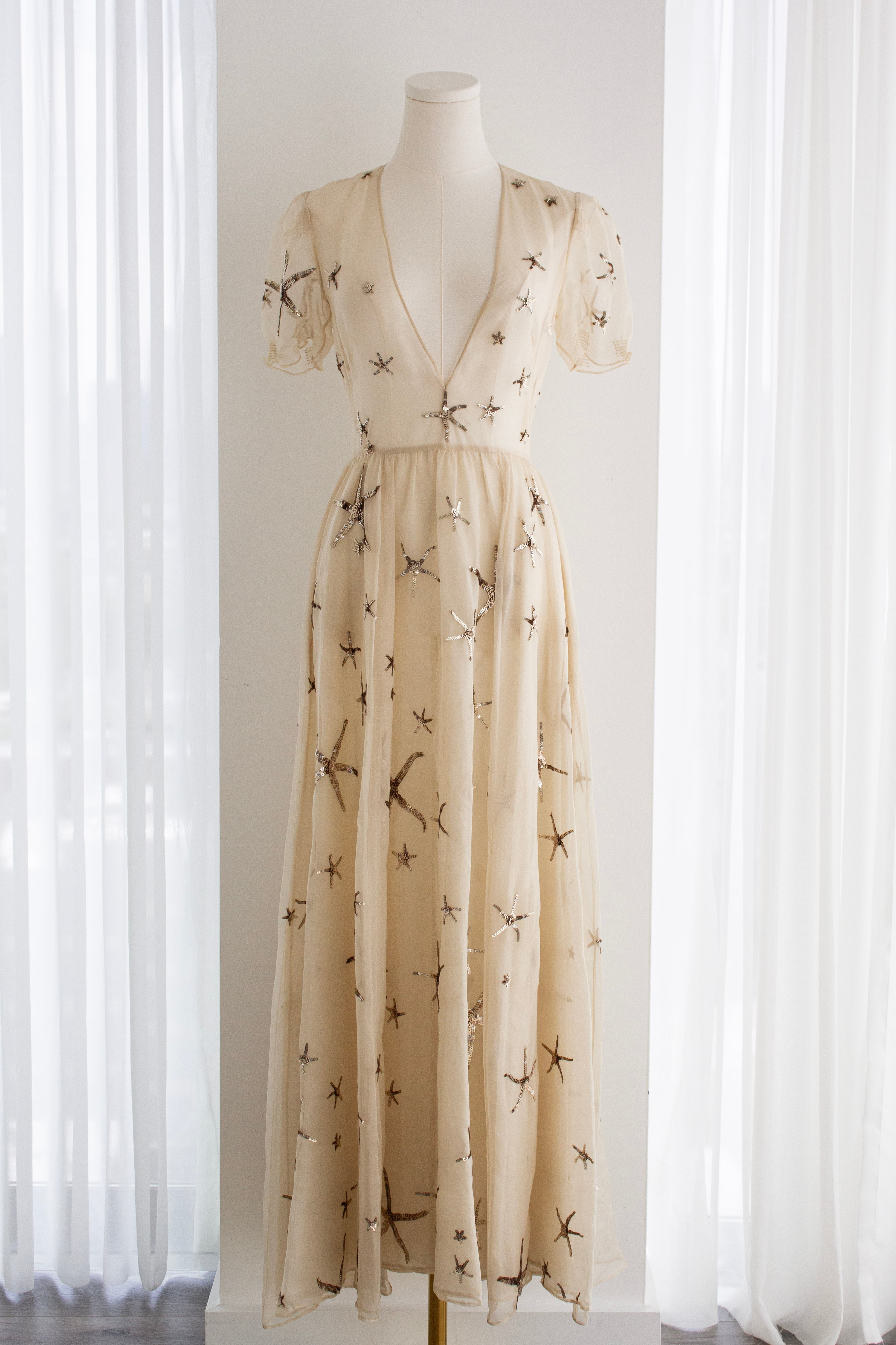 Valentino S/S 2015 Starfish Silk Organza Sequin Embellished Gown