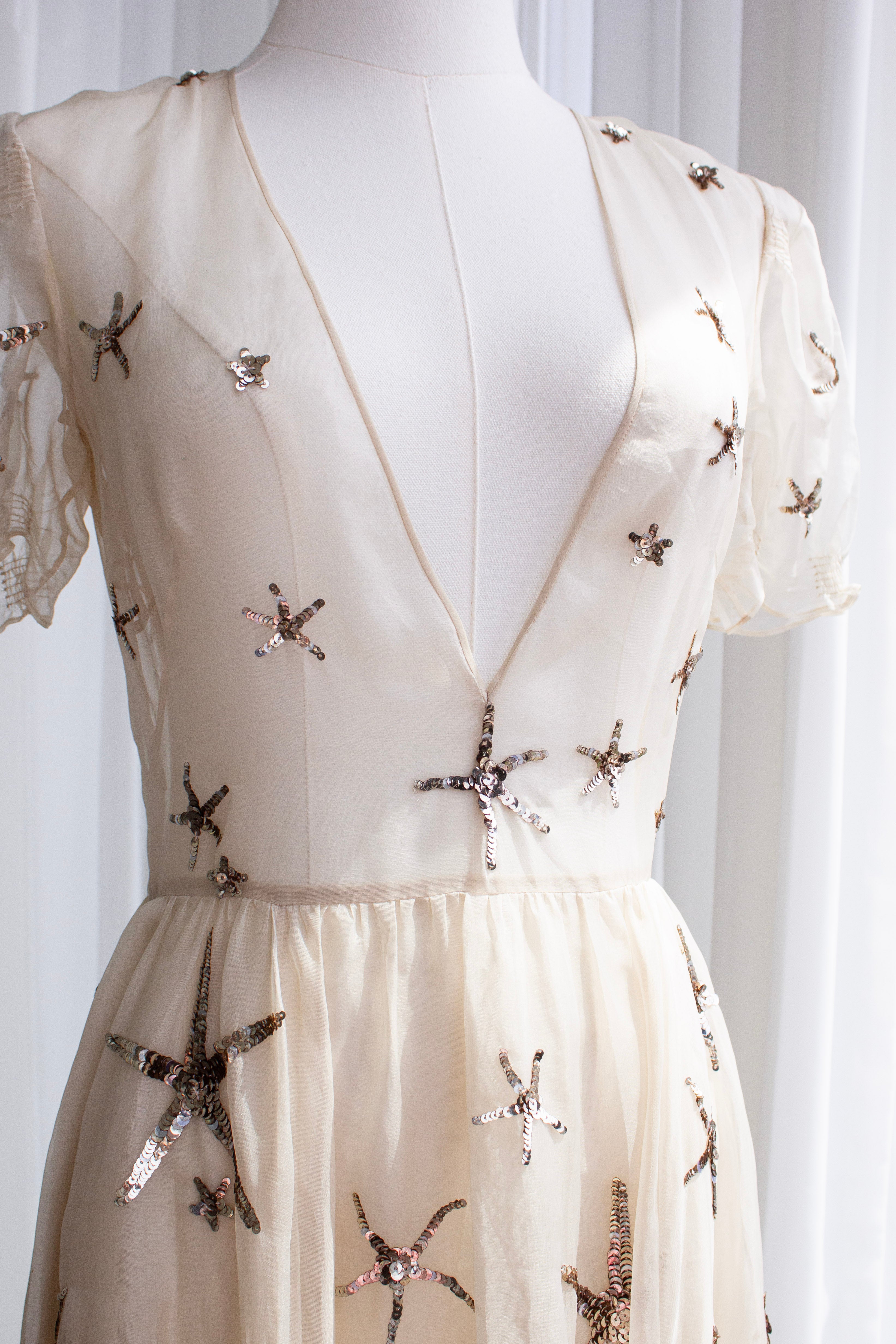 Valentino S/S 2015 Starfish Silk Organza Sequin Embellished Gown